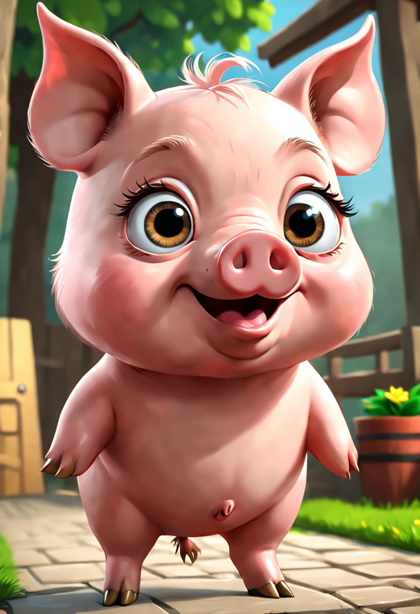 ((perfect piece)), (lots of details), (cute pig with big cartoon-style eyes), ((full body)), (((digital 3d image)))
