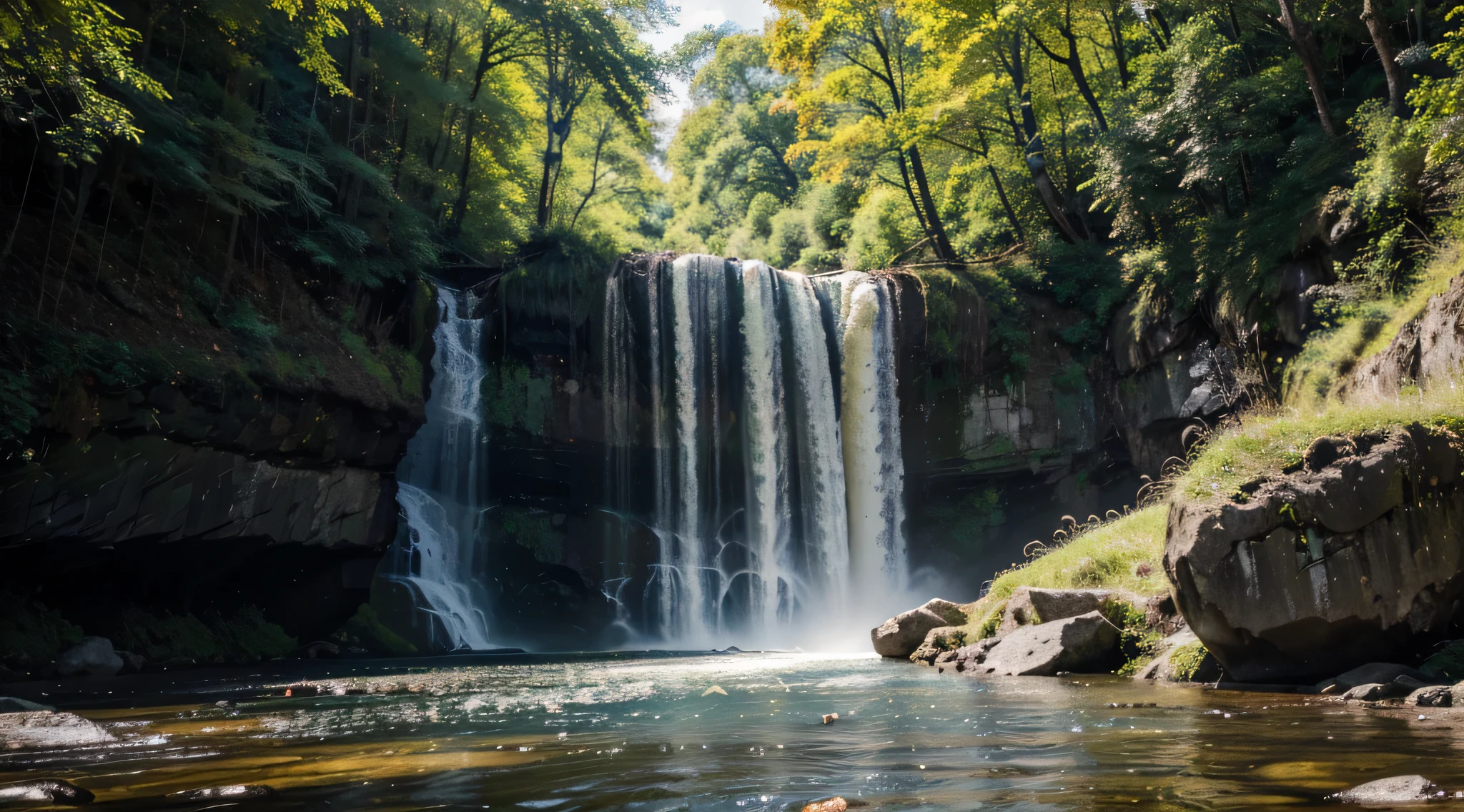 (best quality,realistic,highres),ultra-detailed,(vivid colors,vibrant colors),
landscape with a river,waterfall,sunlightThe following is an explanation of the meaning of each tag:
- (best quality,realistic,highres): Indicates that the generated image should be of high quality、Photorealsitic,Preferably high resolution,to provide more details。
- ultra-detailed: Indicates that the image should have extremely high detail,Bring out as many subtle textures and features as possible。
- (vivid colors,vibrant colors): Indicates that the image should be bright、Vivid colors,Color saturation should be high,to enhance the visual effect of the image。
- landscape with a river,waterfall,sunlight: Describes that the subject of the picture is a landscape painting,include a river、a waterfall and sunshine。These elements should be fully present in the image,and create tranquility、Natural atmosphere。
Please generate a detailed prompt based on the above description。Lembre-se de que,No explanation or redundant content,And make sure to use English half-width commas to separate tags.。