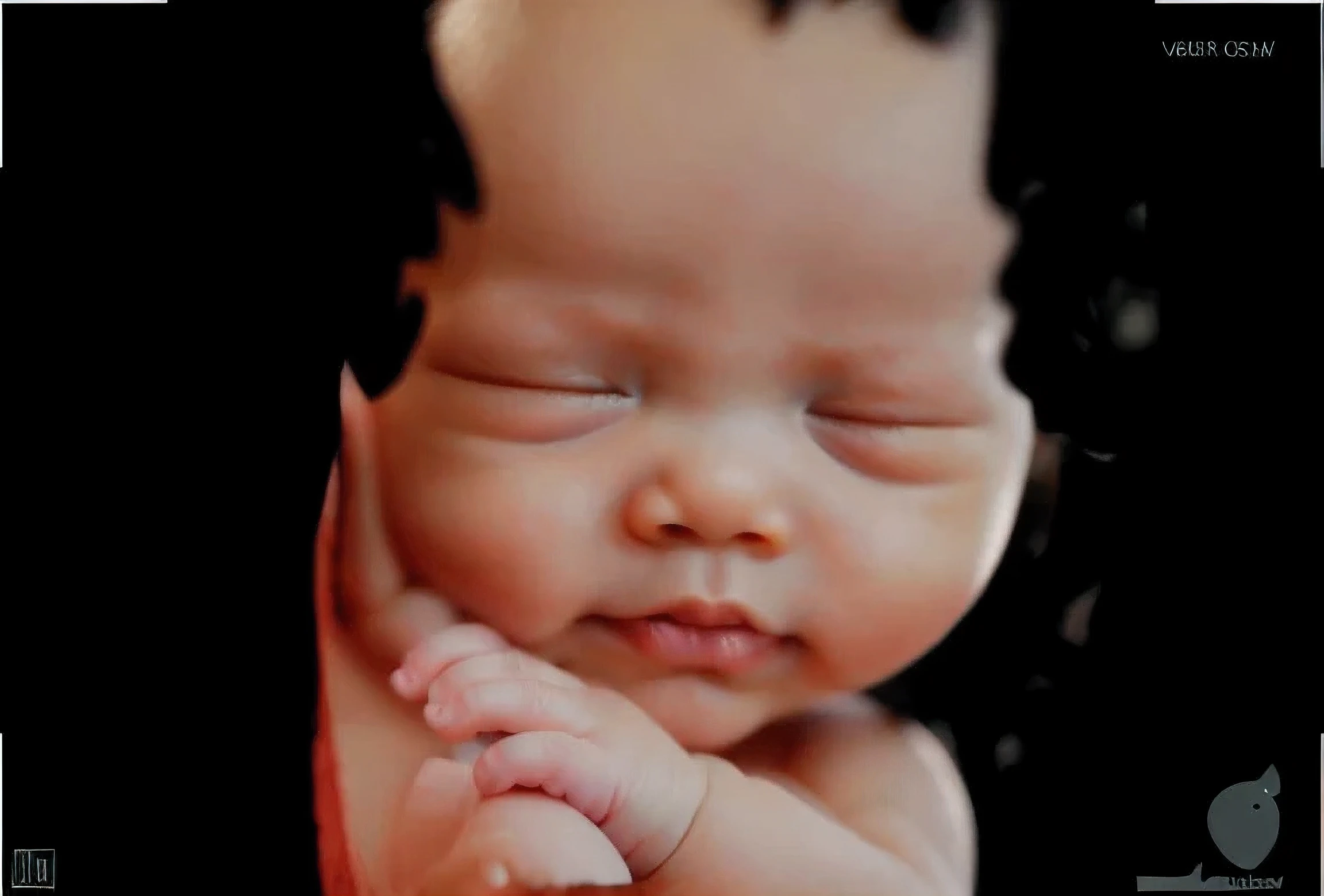 fix chin, portrait, sleeping baby, fetus, inside womb, rosy face, hd, realistic, cute, baby girl,  8k, uhd, high quality, sharp focus, the composition beautiful rich and bright