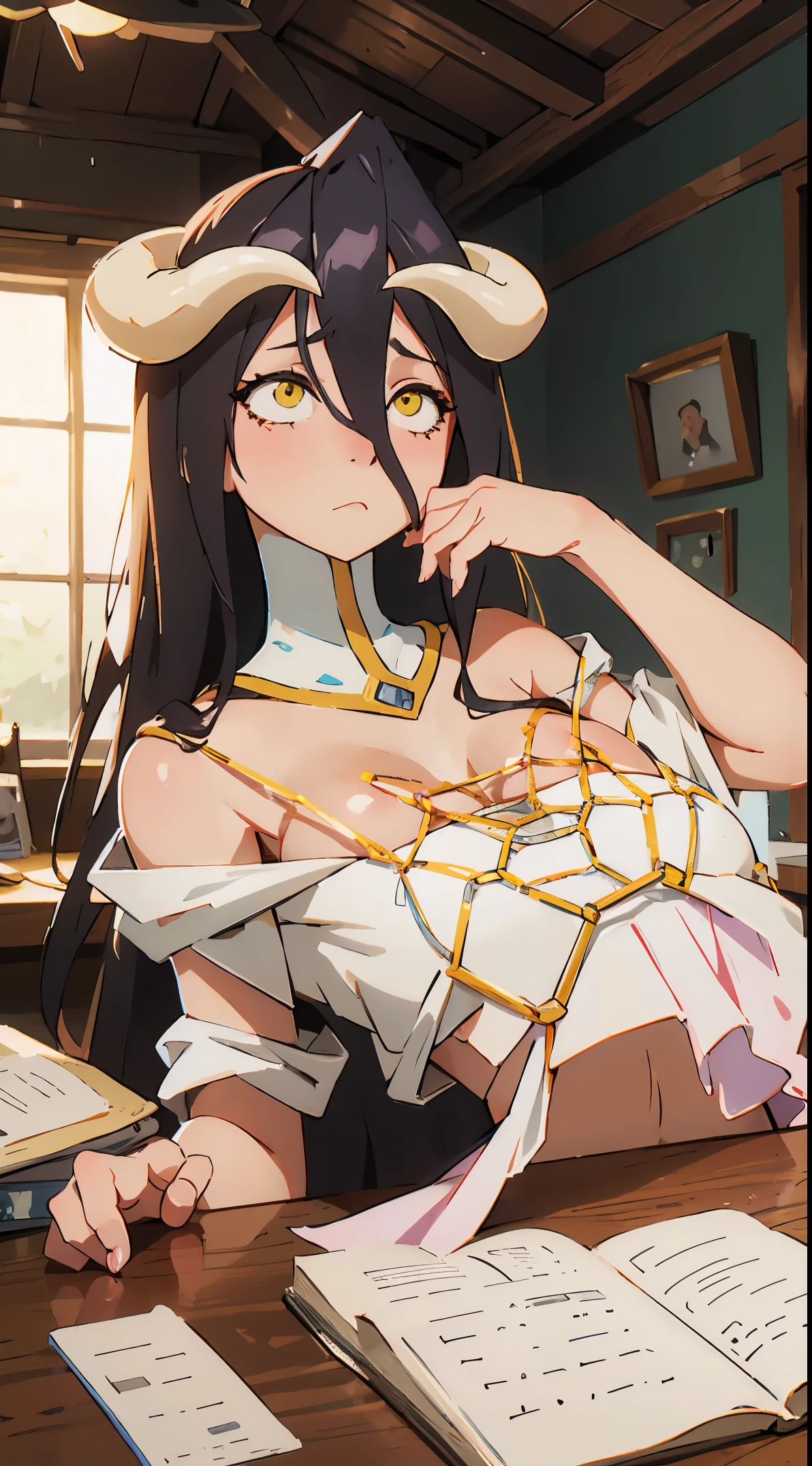 NSFW , albedo pelada, looking at the camera