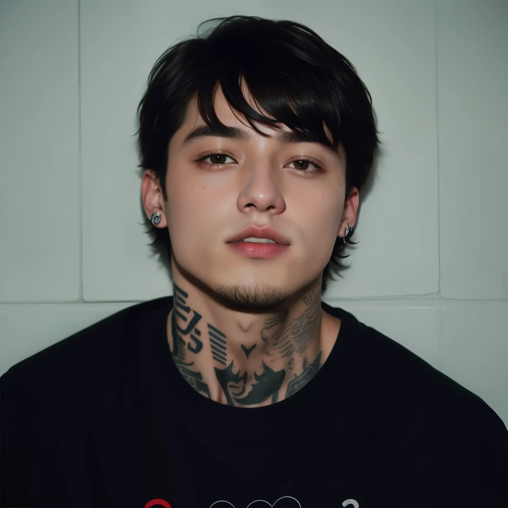 There'sa bts jungkook with a tattoo on his neck and neck, Iren Horrores, Foto de perfil do headshot, Bradley Wright, Calebe Worcester, bladee from drain gang, Clayton Crain, halfbody headshot, felix englund, foto headshot, neckbeard, tiradas no final dos anos 2000, foto de perfil 1024px