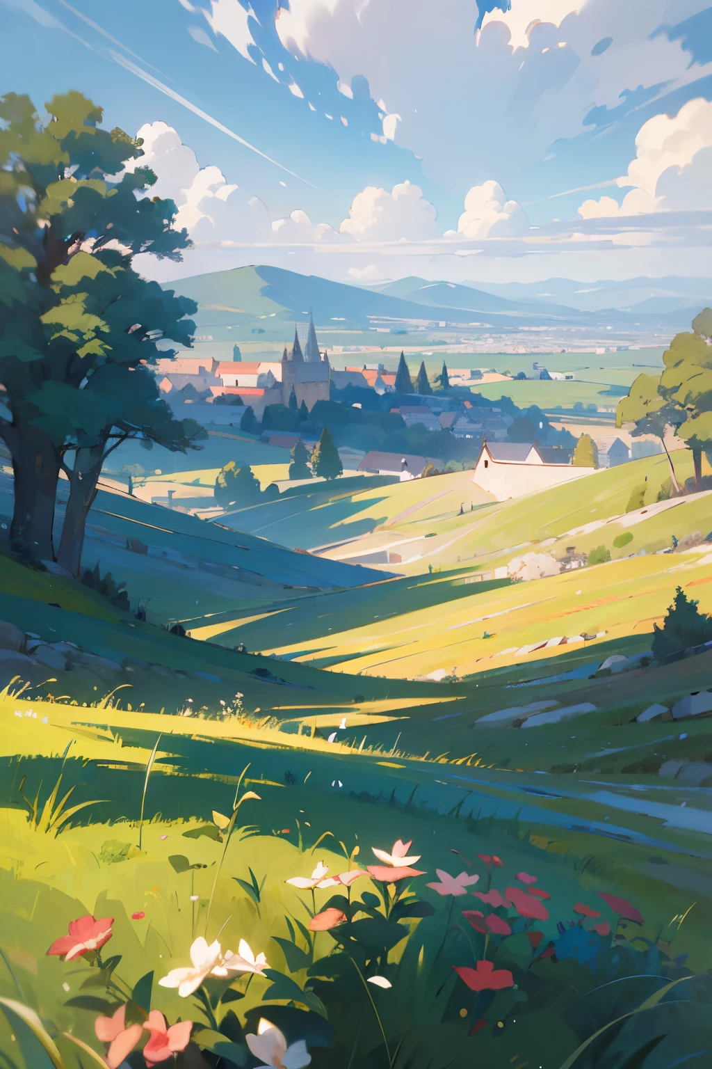Generate me an impressionist image of a beautiful landscape