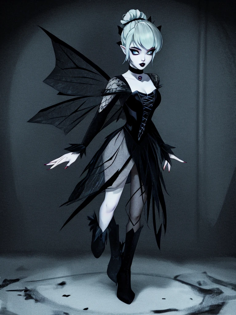 Goth, emo, black makeup, tinkerbell, full body