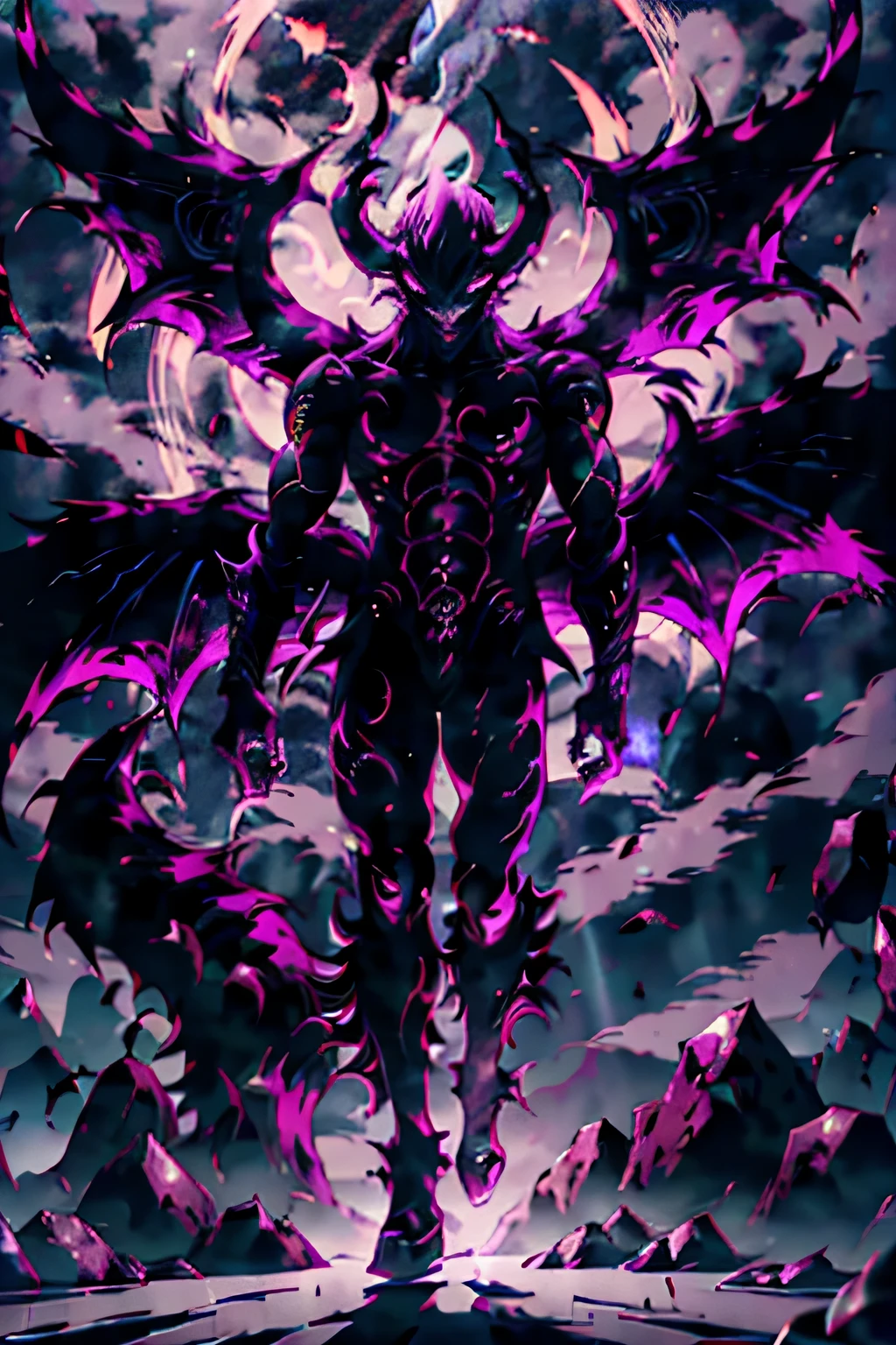 anime boy with demonic form,Forma de sombra,demonic tattoos all over the body,Ultra alta qualidade,ultra detalhado,16 mil