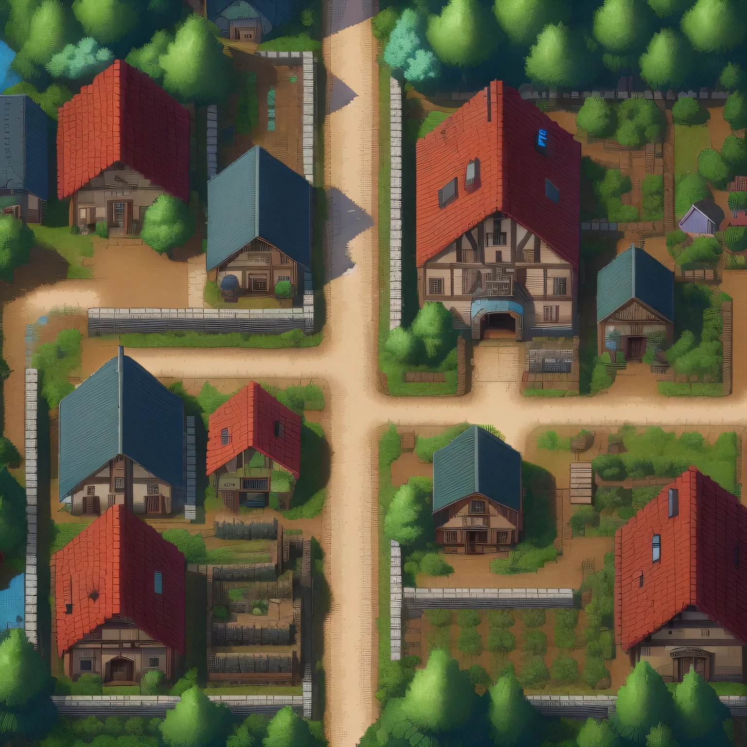 a close up of a small town with a lot of trees, made in rpg maker, town background, cottage town, isometric 2 d game art, village in the woods, town center background, a small medieval village, beautiful detailed pixel art, small town surrounding, isometric game art, rpg maker, small village, detailed game art, isometric pixelart