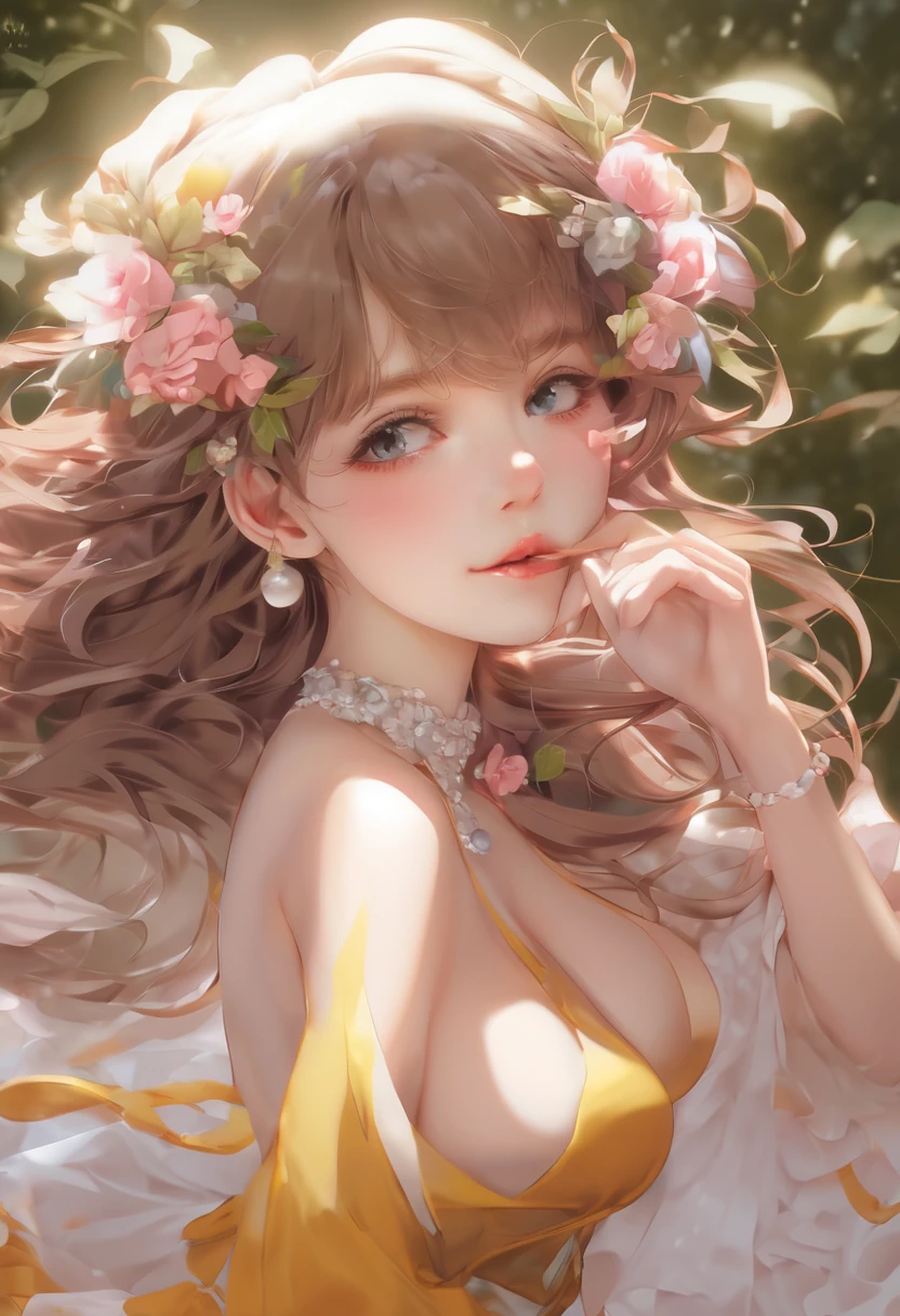 NSFW,(((best qulaity))),((Ultra-detailliert)),((((realistisch)))),(1人), Sex ,Dynamic Angle,beautiful detailed eyes , Nackte Schultern , BRUST , detaillierte Kleidung, young and pretty, Mit zusammen Gestecktem Haar , helle Haut Farbe , Harre Braun , Sanft und Zart und sexy , charmantes ovales Gesicht, rosa Lippen , kleine Nase, Mehr Brust , Schmeichelnder Ausdruck,frontal Ansicht , Ultra-HD , Detaillierte Lippen,("boobplate": 1.2), Perfect Body, (verlockend), detailliertes Gesicht, Hohe Detailgenauigkeit, Modell, Wasserfarben style,