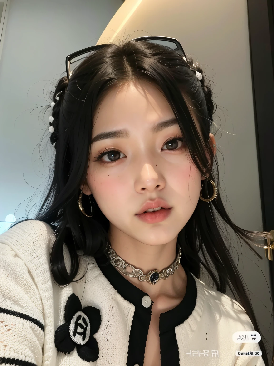 um close up de uma mulher com um cabelo preto e uma camisola branca, cruel korean goth girl, Ulzzang, coreana, maquiagem sul-coreana popular, maquiagem coreana popular, young adorable korean face, Mulher sul-coreana bonita, korean face features, linda mulher coreana jovem, wan adorable korean face, south east asian with round face, mulher coreana jovem bonita