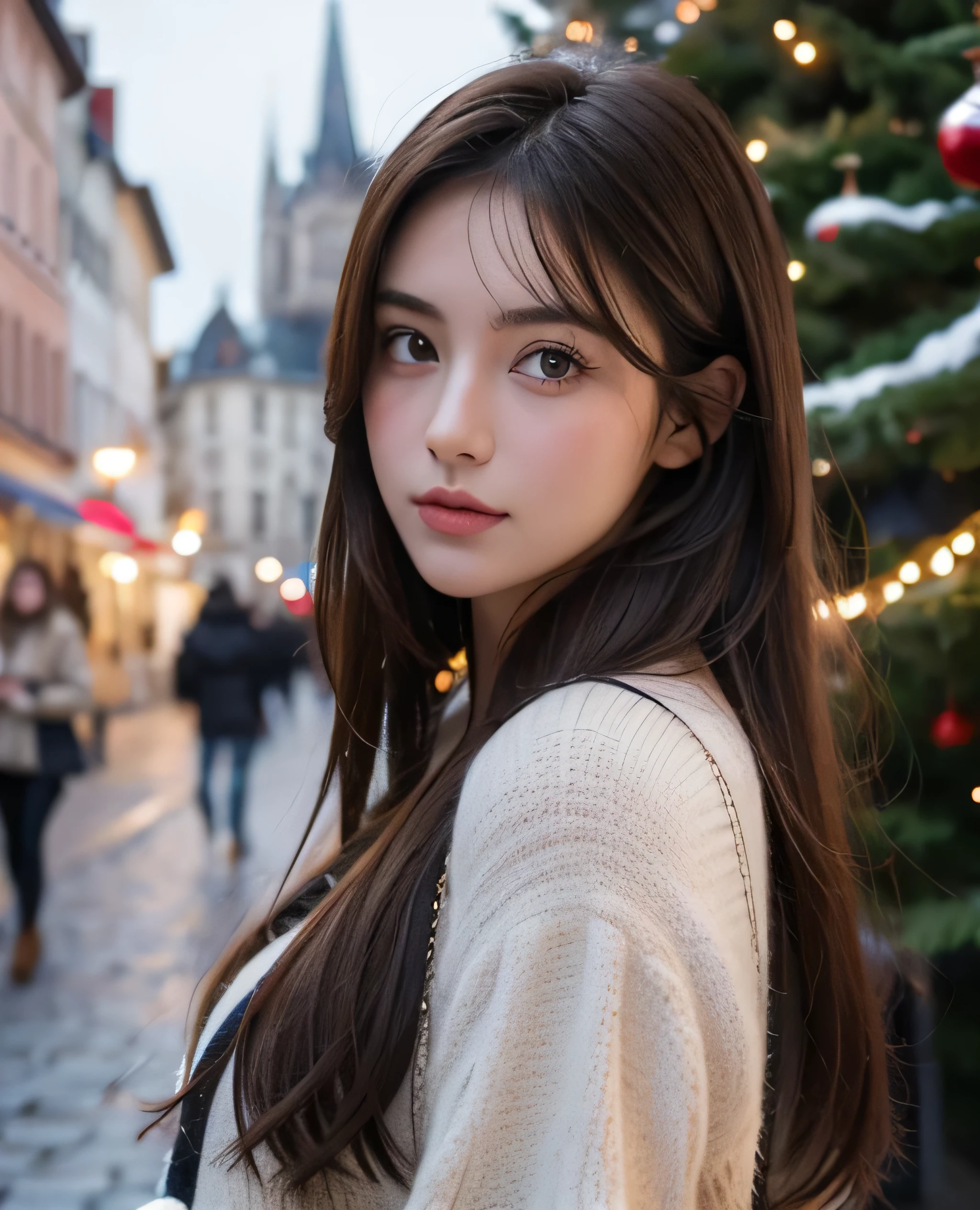 fille brune européenne, hiver