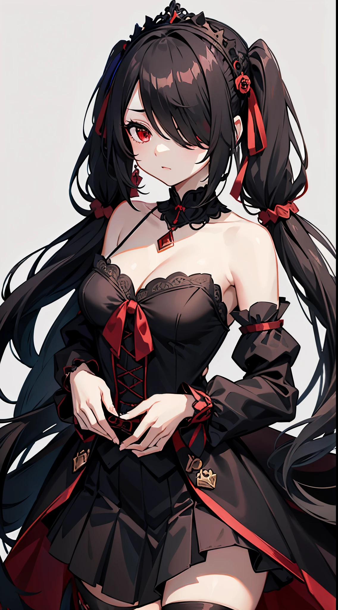 AAKURUMI, LONG HAIR, TWINTAILS, HAIRBAND, HETEROCHROMIA, SMALL MID BREASTS, CLEAVAGE, BLACK CHOKER, RED RIBBON, BARE SHOULDERS, GOTHIC, RED DRESS, RED BOW, DETACHED SLEEVES
BBKURUMI, LONG HAIR, LOW TWINTAILS, HAIR OVER ONE EYE, SCHOOL UNIFORM, BLAZER, BLACK JACKET, PLEATED SKIRT, BLUE SKIRT, BLACK PANTYHOSE
CCKURUMI, LONG HAIR, LOW TWINTAILS, HAIR FLOWER, HAIR OVER ONE EYE, HAIR BOW, GOTHIC, BLACK DRESS, RIBBON
DDKURUMI, BRIDAL VEIL, TIARA, EARRINGS, HAIR OVER ONE EYE, JEWELRY, NECKLACE, CLEAVAGE, BARE SHOULDERS, WEDDING DRESS, WHITE DRESS, WHITE GLOVES, ELBOW GLOVES