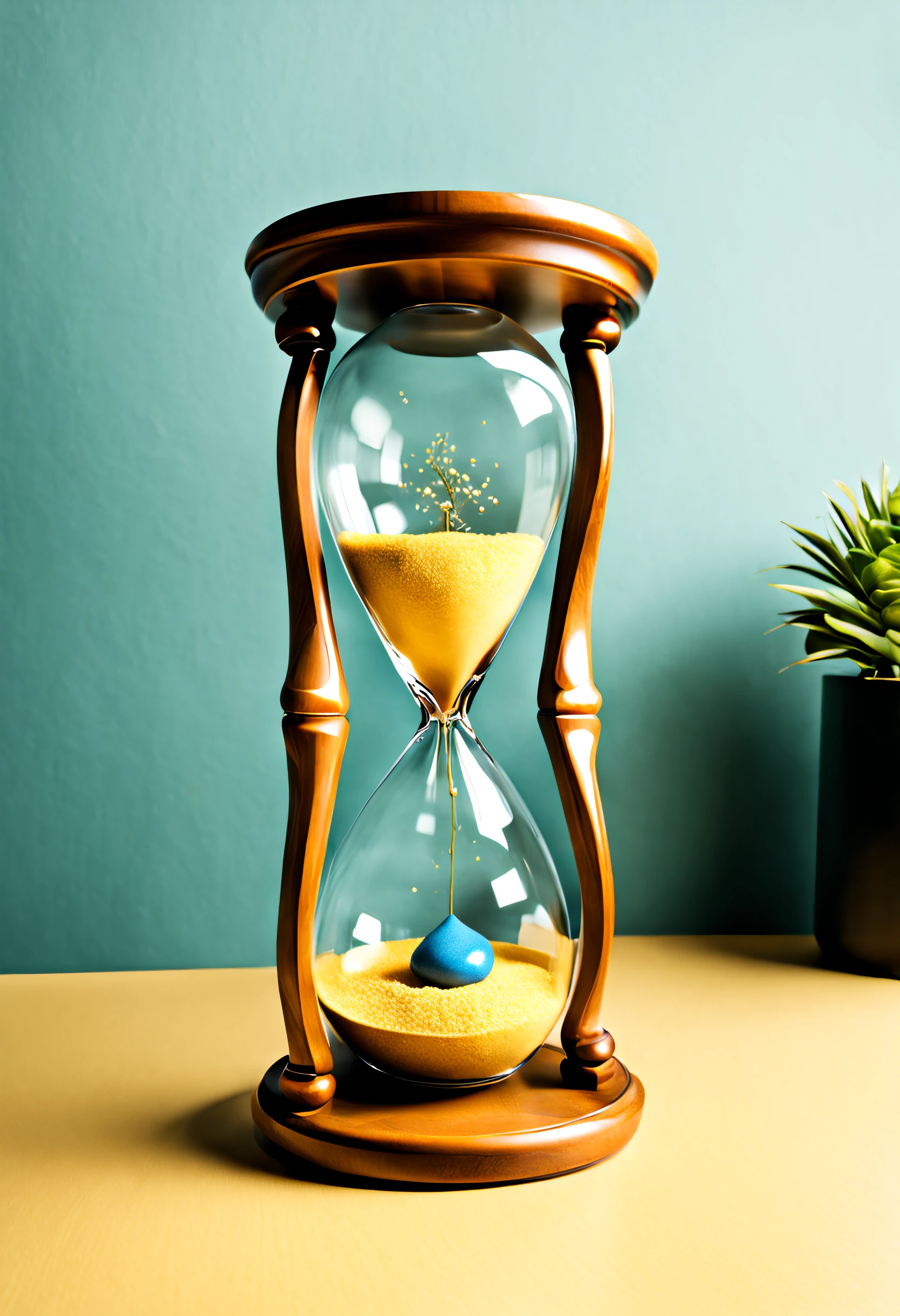 Craft an engaging image that symbolizes security and protection using the artistry Hourglass