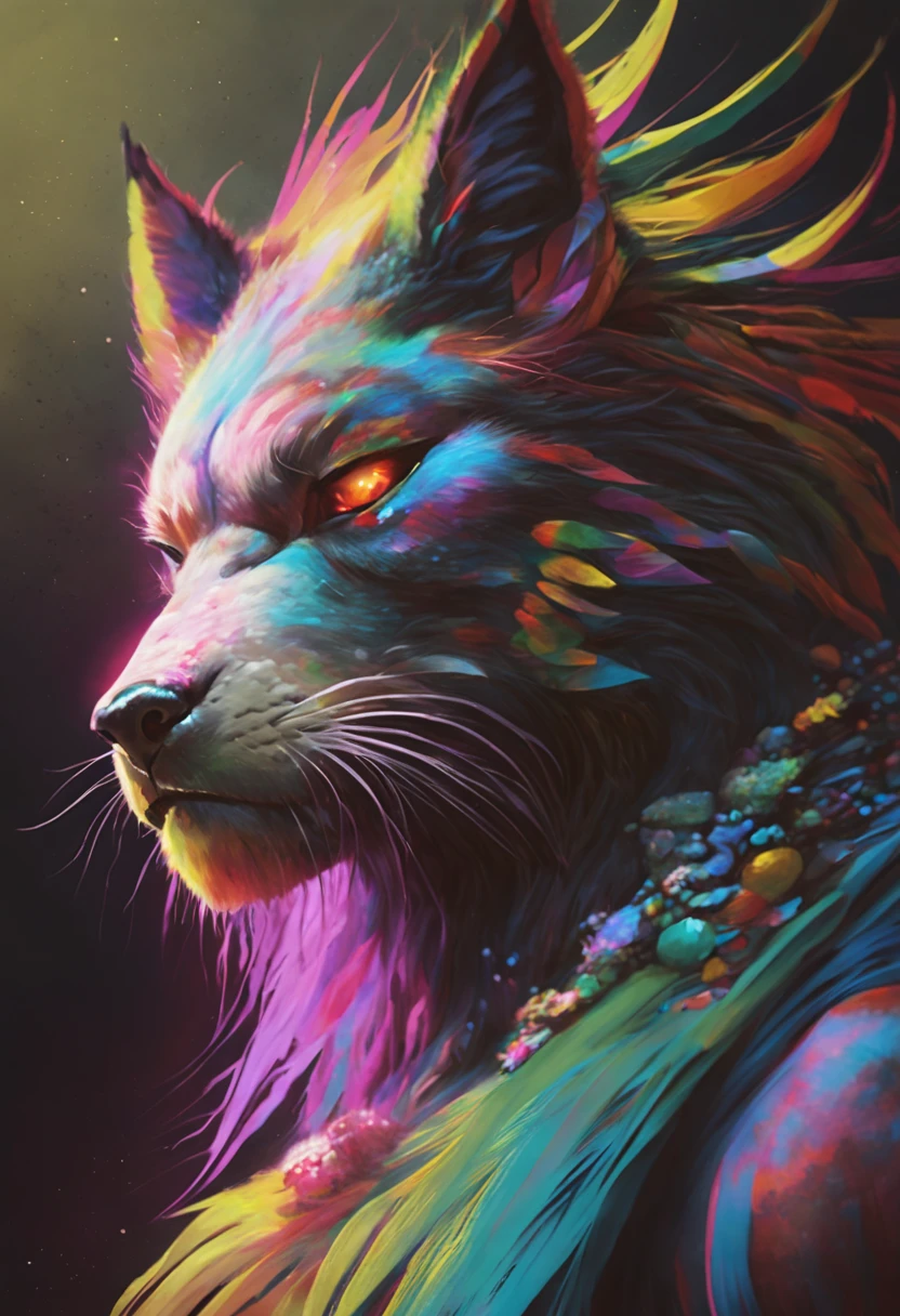 lobo, ((fondo negro)), ojos penetrantes, epic instagram, artstation, contorno, hiperdetallado  detallado, motor irreal, genial, detalle intrincado, pantalla de bienvenida, colores complementarios, fantasy concept art, 8 k resolution, obra maestra de deviantart, painting oil painting, trazos pesados, goteo de pintura, artes de salpicaduras