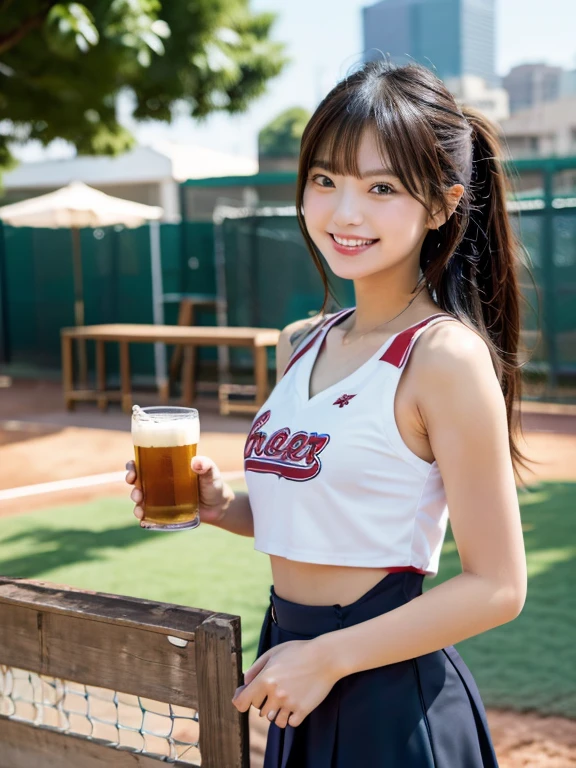 baseball field、Tank top and miniskirt inspired by a uniform、Beer vendor、ssmile、healthy eroticism