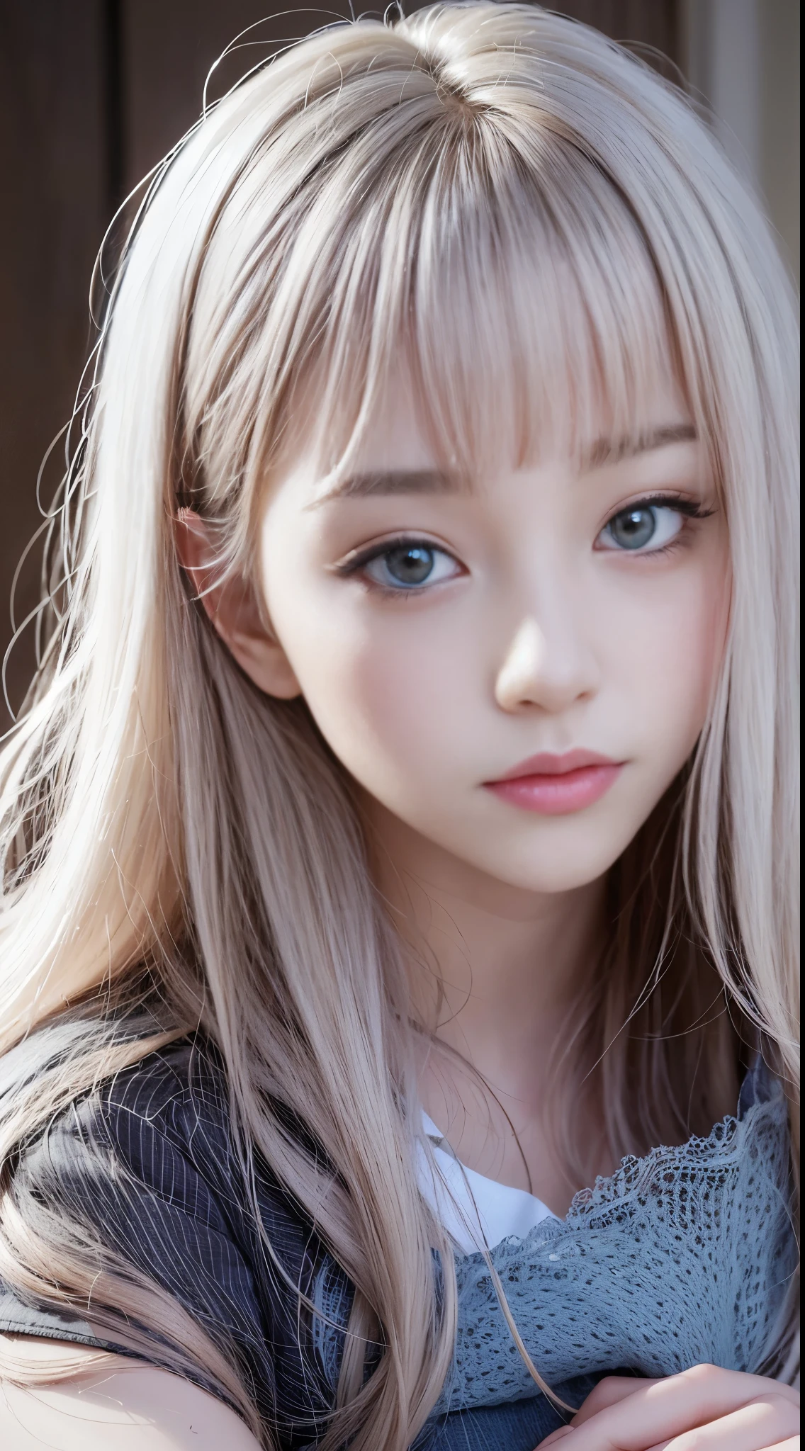 bright expression、photorealisim、top-quality、超A high resolution、a picture、Photo of an exquisitely beautiful Nordic-born girl、Extraordinary beautiful girl、Detailed cute and beautiful face、(pureerosface_v1:0.008)、Beautiful bangs、alice in the wonderland、eighteen years old、Glowing white shiny skin、facial hairs、Bangs that extend to the face、Bangs between the eyes、Super long hair、Attractive bright natural platinum blonde super long straight silky hair、finer hair、High-definition eyes、Beautiful, Bright and clear, Big light blue eyes shine charmingly、White Apron、a blue dress、eye liner、Double eyelids、Lush bust、going to bed、laying on back、sprawl、lie on one's side、lying back on