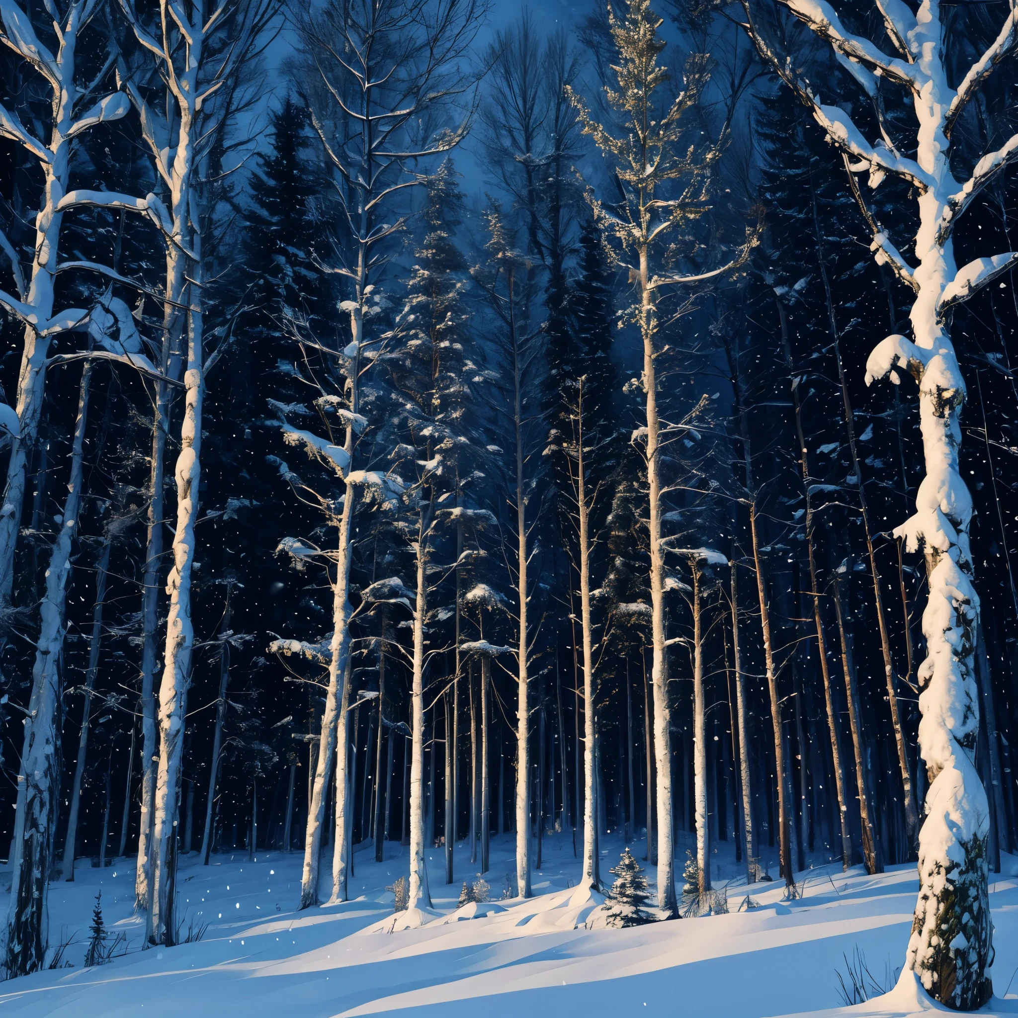 snowy viking forest at night background