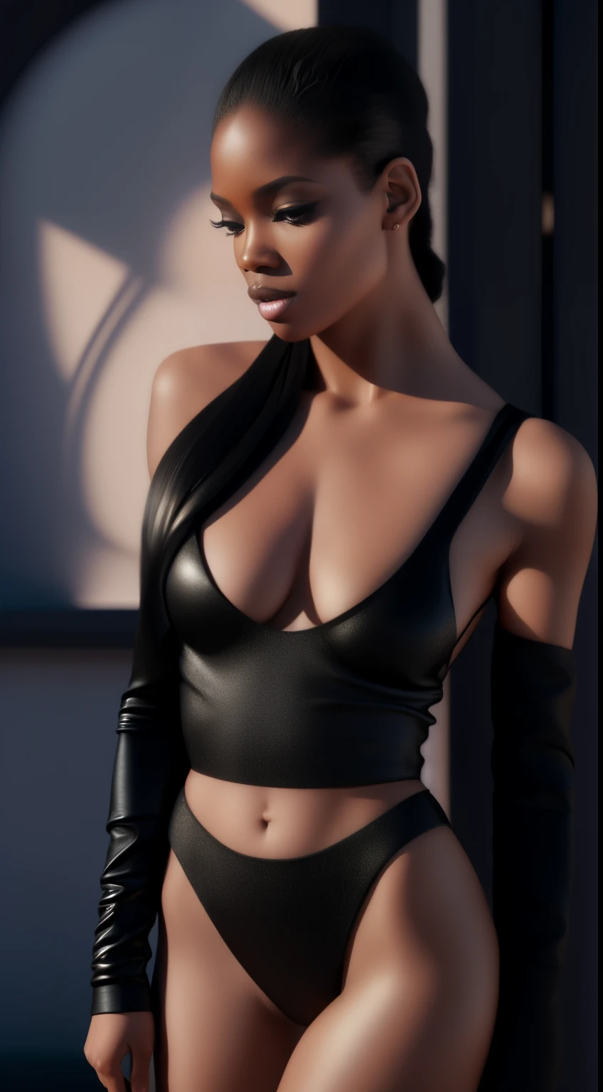 Interpretation of the human female form, hermosa piel brillante, largo, Cabello negro suelto, Arte conceptual visual moderno, Inspirado por Enoch Boles, John Simmons, Artgerm, tendencias en Artstation, Detalles intrincados, Arte conceptual 4k 3D, High resolution, Masutepiece,