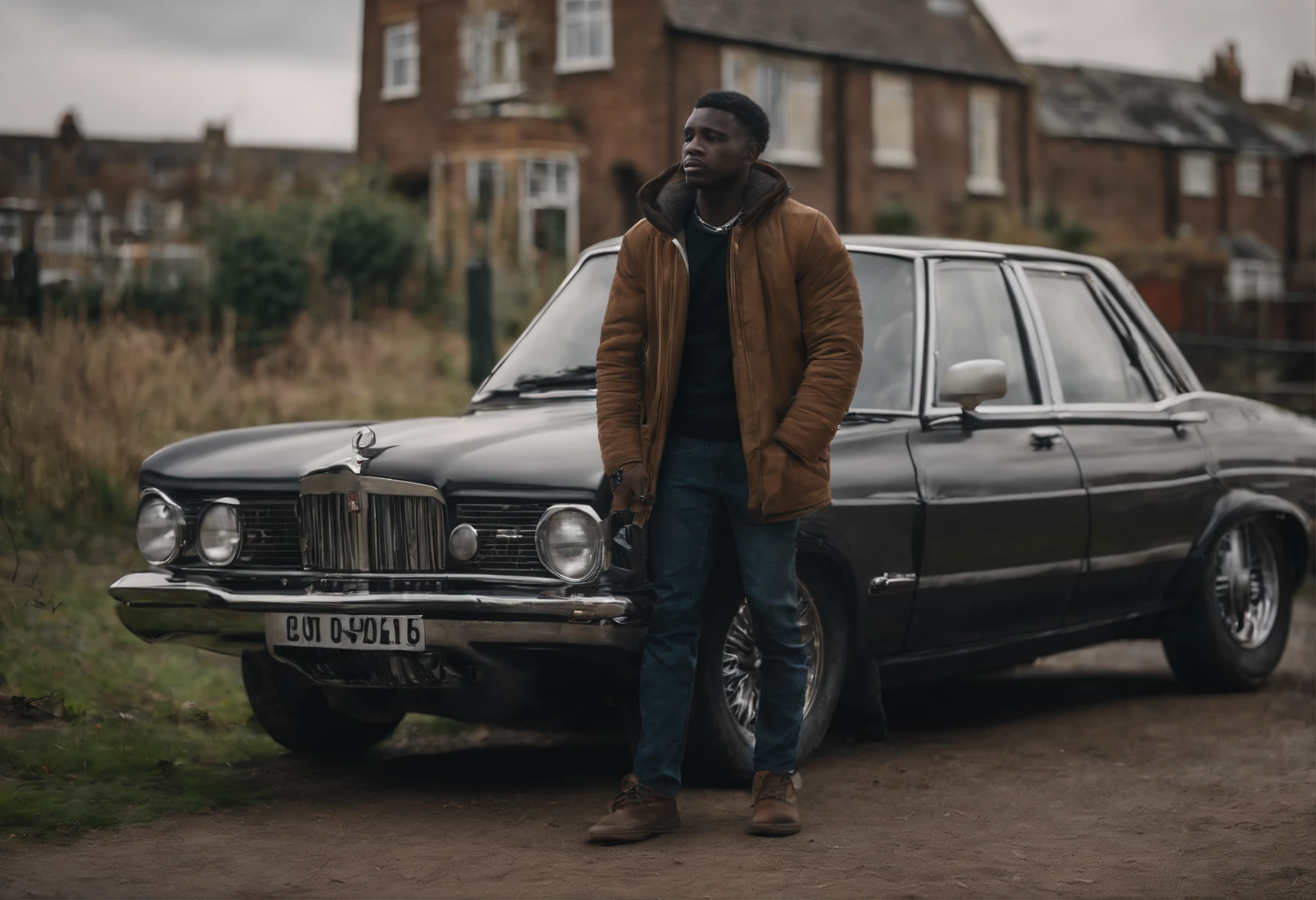 Rough estate in East London, deprived environment, black young men, masterpiece, ultra realistic