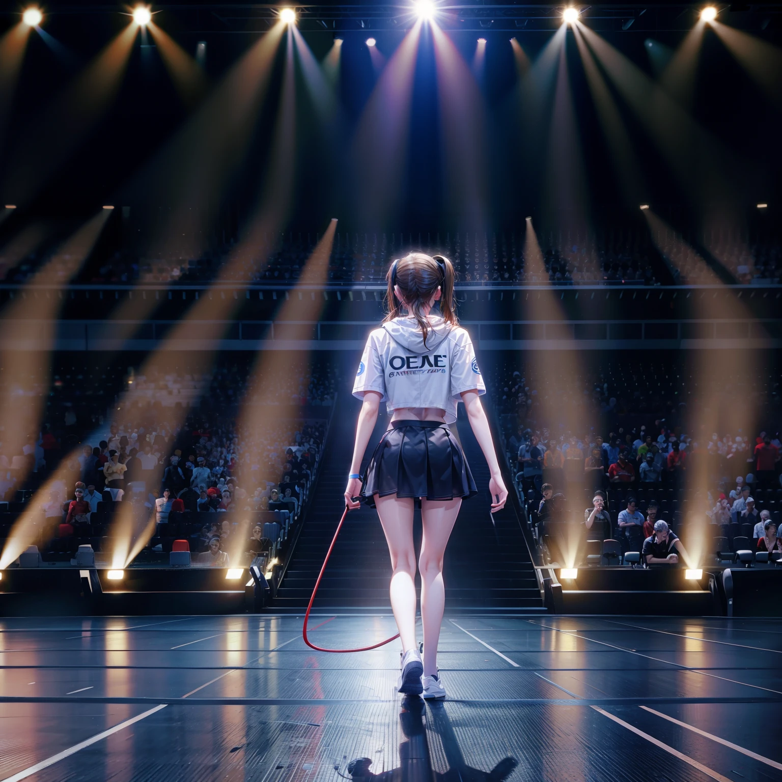 Walking in the stage in a eSports arena