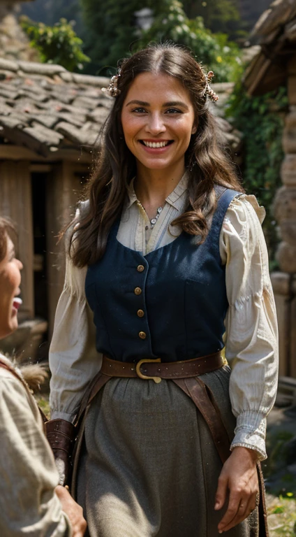 a group of fantastic storytellers gathered with people in ancient villages in 19th century Germany,a group of smiling people, detailed, blended, high quality, high resolution, realistic, hyper-realistic, hyper-detailed, stunning details, colorful, cinematic, soft light, stunning detailed scene, masterpiece, maximized details, cinematic background, atmosphere of the time