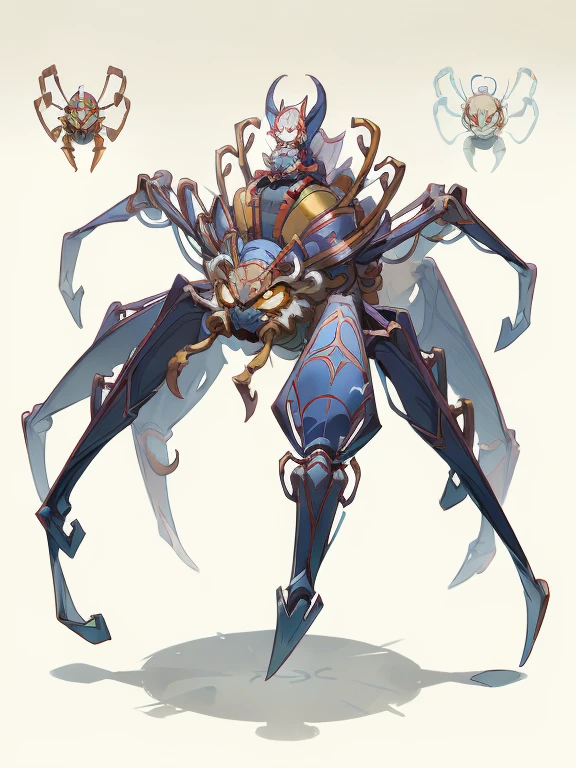 1 Anthropomorphism of spiders, Standing at full height,独奏, (tmasterpiece,top Quority,beste-Qualit), ((Anthropomorphism of spiders)), 独奏, Concept art of a spider's human body structure, Winner of the Character Design Contest, Cyberpunk spiders, ((Spider element, elements of underwear,Whiskers on the head)), Cyborg spiders, great character design, Fantasy spiders, Fantasy Spider-Man, ((Onmyoji style,Surreal sci-fi art,Future science fiction Aesthetic spiders, Interesting character design, insect trainer girl, No type, cushart kenz, Full body fantasy spider Onmyoji concept, high quality character design, The Art of Character Design, ((very background))、(Game Character Design), whitebackground(((flatcolors)))