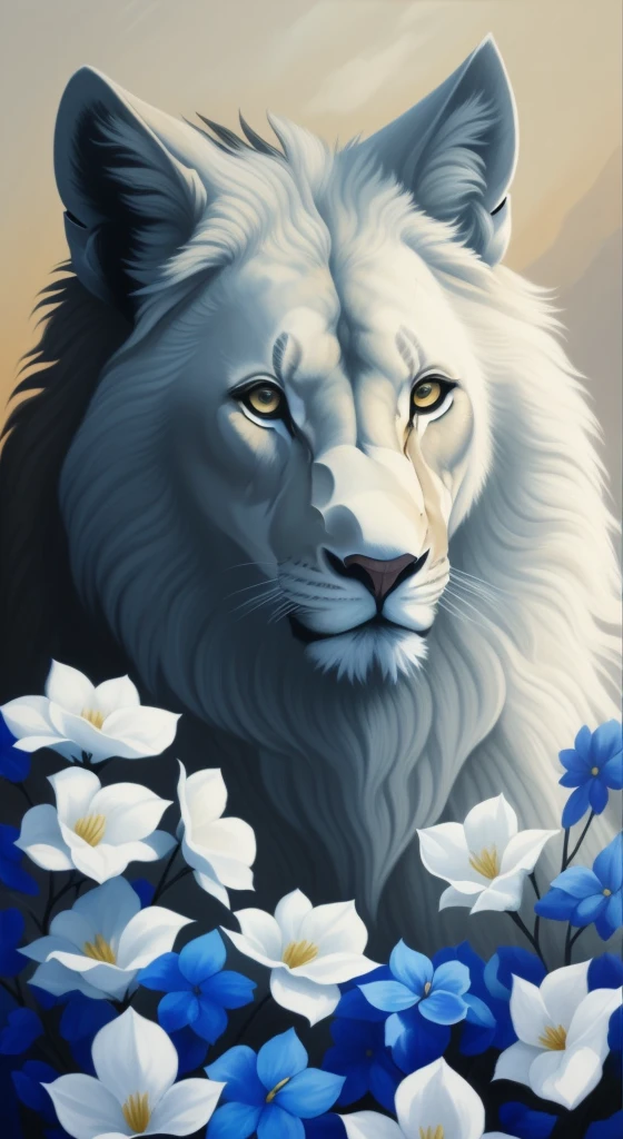 a painting of a lion in the sky, not or fantasy, avatar image, big lion head, alpha head portrait, Wolp, profile picture, Angie, high detail, He has brown eyes, half Lion, not or dark gray