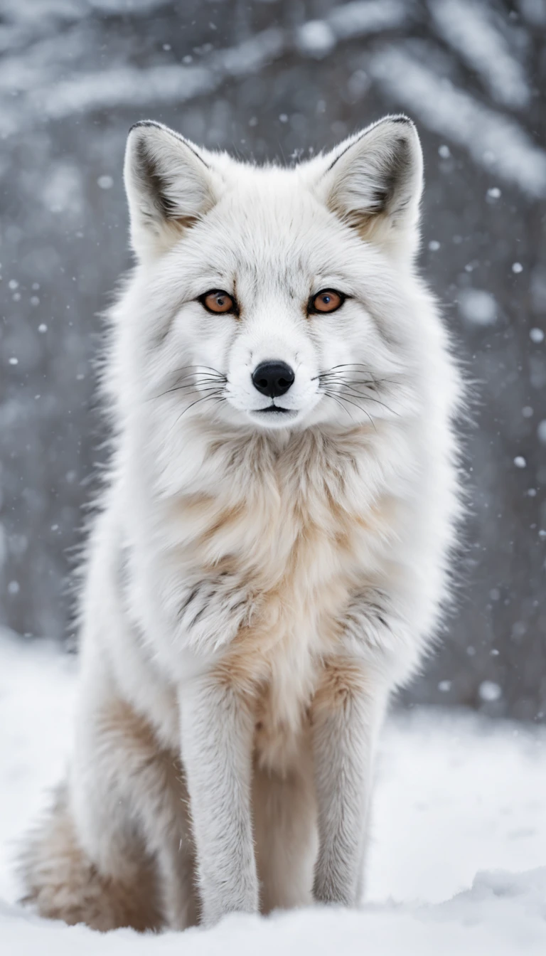 White fox,solo, animal photo, in the winter field, snow,best quality, masterpiece,ultra detailed