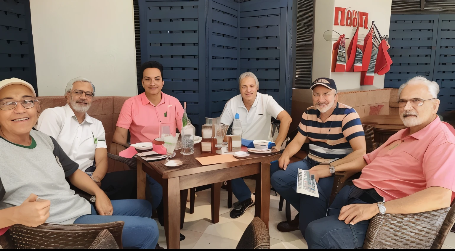 confraria de velhos, friends at cafe