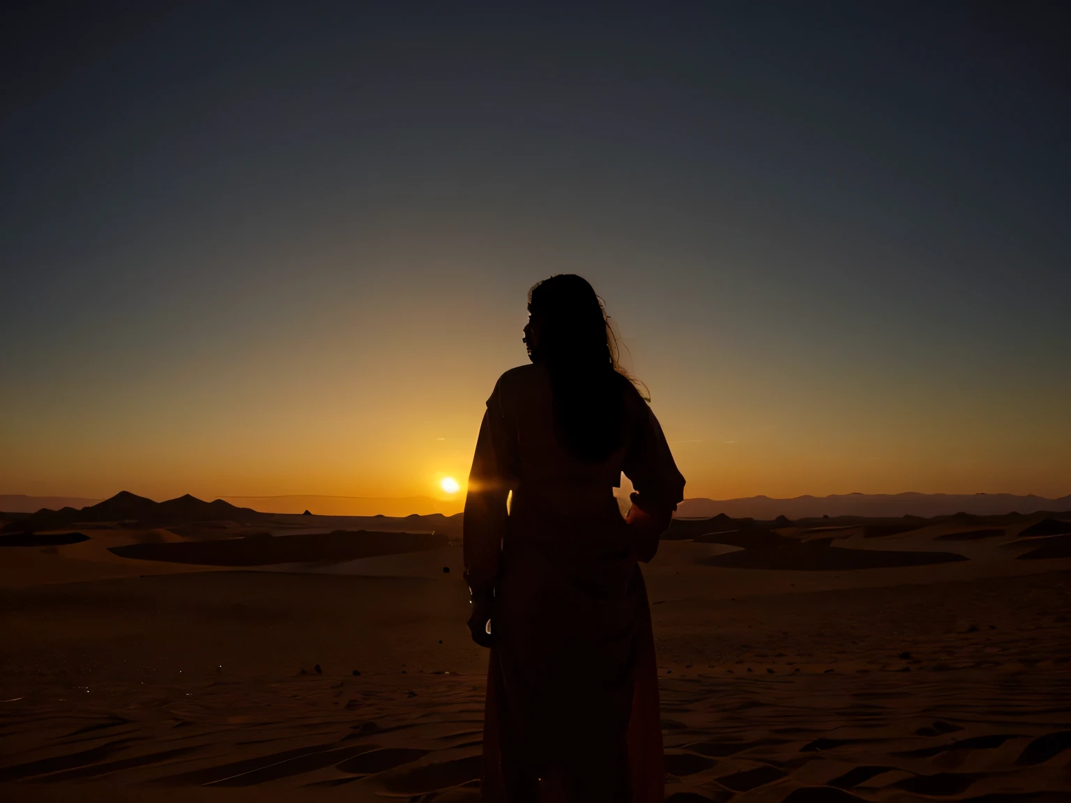 por do sol, planeta deserto