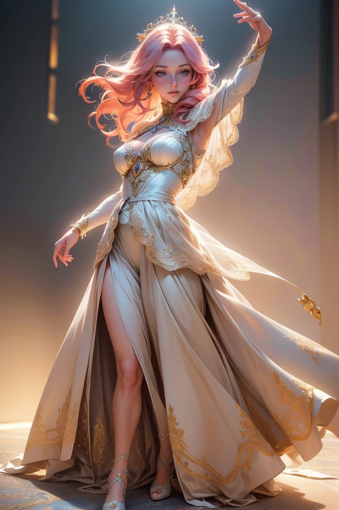 {-erro_de_anatomia:1.0}(best quality,4k,8k,highres,masterpiece:1.2), ultra-detailed, (realistic,photorealistic,photo-realistic:1.37), mature milf, illyasviel von einzbern, redhead hair, full body, vibrant colors, glowing skin, mesmerizing eyes, elegant pose, enchanting background, delicate lace dress, surreal lighting, ethereal atmosphere, mystical aura, intricate details, artistic medium, digital illustration, fantasy, anime, dancing litghtly