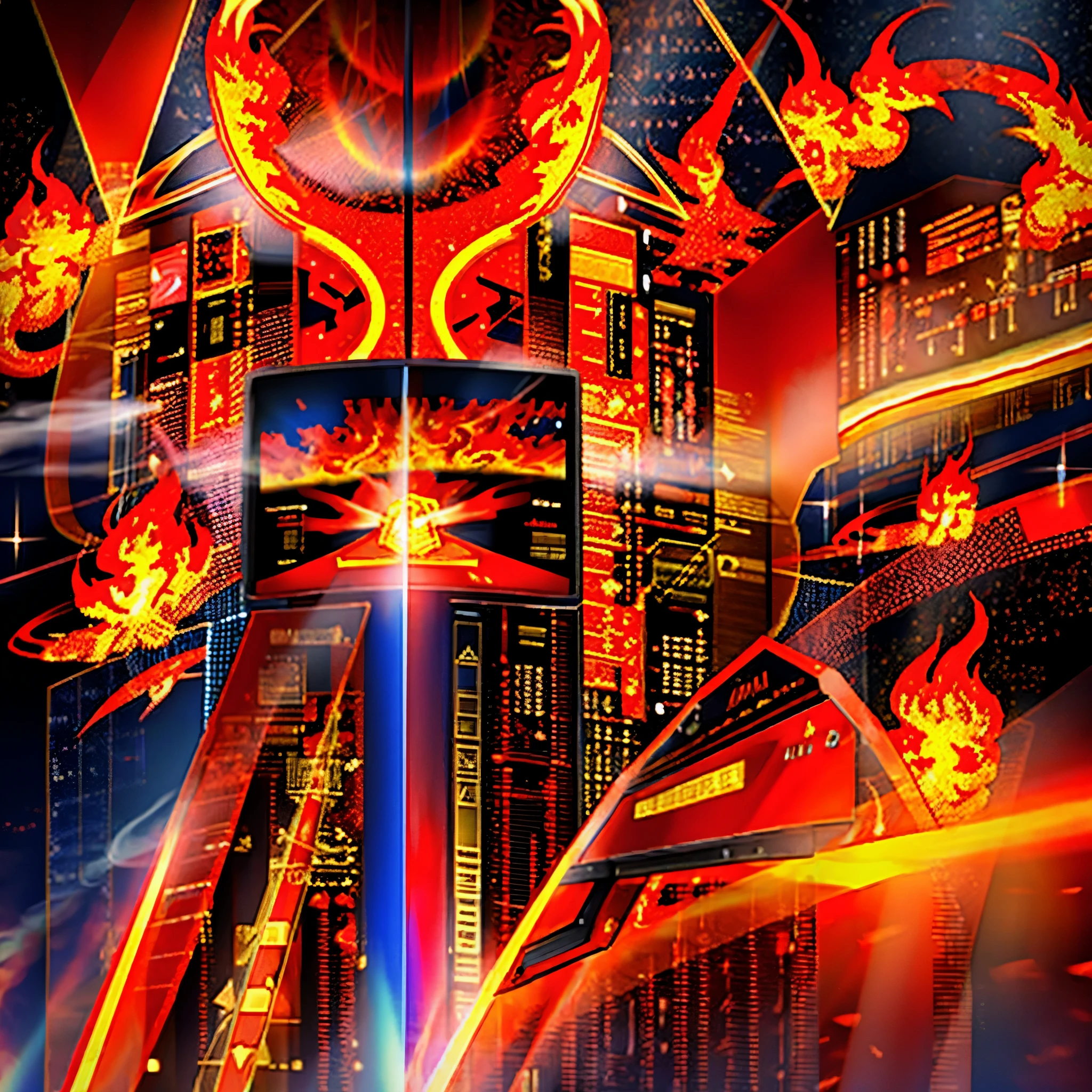 FLAMES AND SMOKE, (red flames), alien pyrokinesis, black background and red symbols, intergalactic mathematics, cryptic puzzle, space language, vaporwave colors, (2d template for a 3D model), skin bake template for 3D model, seamless texture, insane detail, sharp focus, upscaled, intricate microdetailing