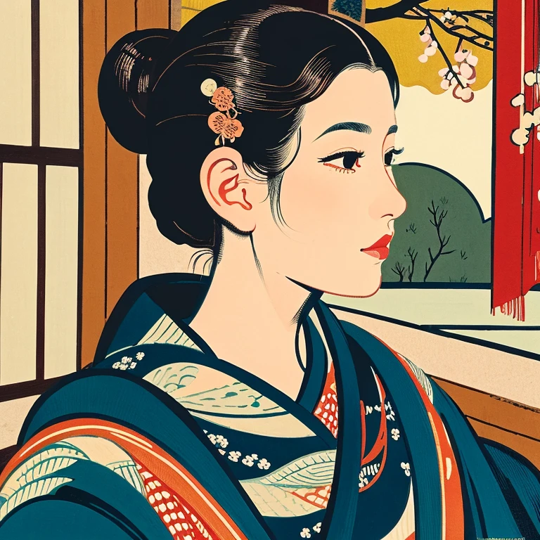 Illustration style、Fashionable、ukiyoe painting