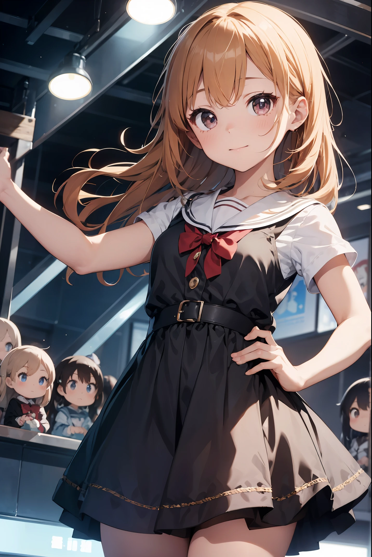 masterpiece、hightquality、high-level image quality、Detailed down to the smallest detail、
Little pretty girl、Junior high school girl idol、Cinderella、Outstanding looks、cute little、tchibi、kirakira、spot light