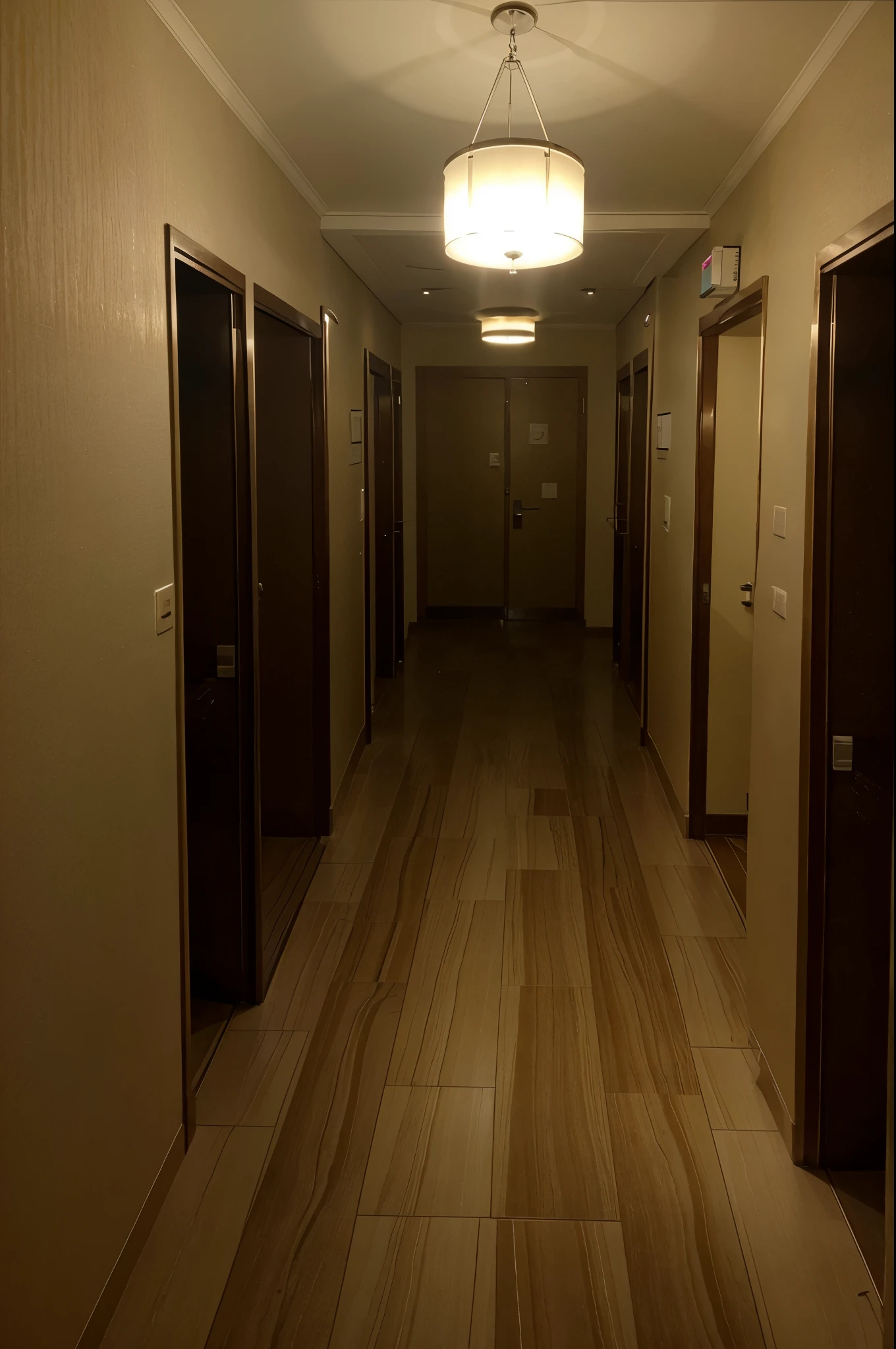 imagem sinistra de um corredor de hotel mal assombrado