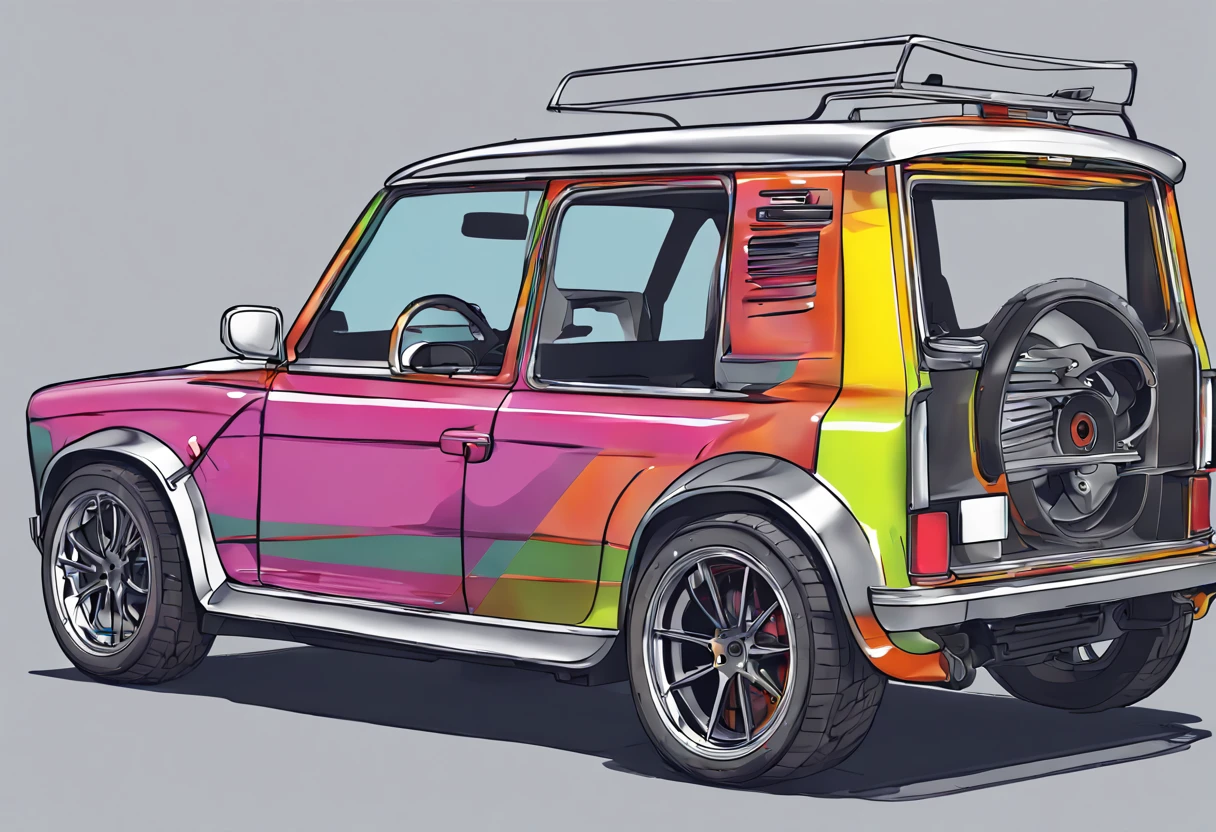 Detailed with notes, multicoloured digital sketch of the Mk 105, slick bold design, clean lines, gloss finish, blueprint, perfect, awesome.