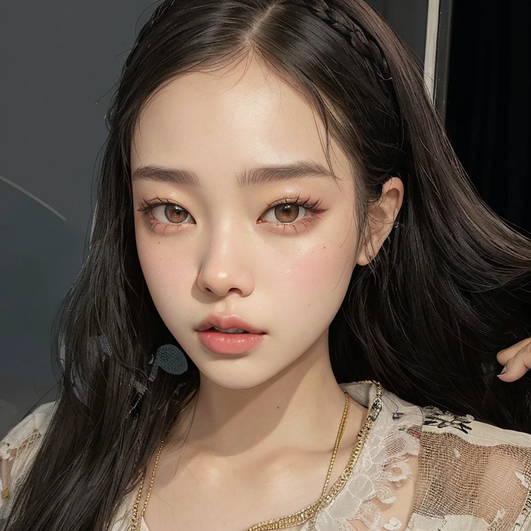 there is a woman with a phone in her hand and a man behind her, Blackpink Jennie, Jossi de Blackpink, portrait of Jossi de Blackpink, Parque Roseanne de Blackpink, Lalisa Manoban de Blackpink, Jaeyeon Nam, Lalisa Manobal, ulzzang, Lee Ji-eun, Lee Ji - Eun, Heonhwa Choe