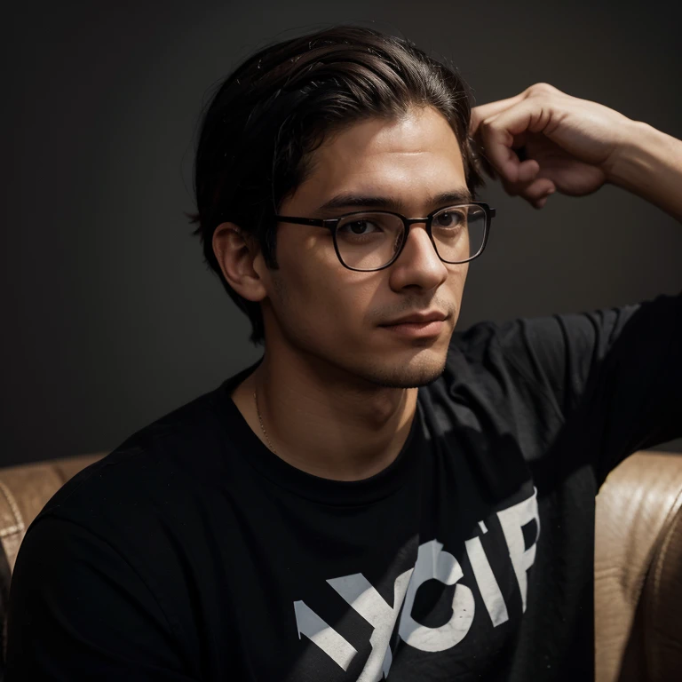 there is a man with glasses and a black shirt posing for a picture, a character portrait by Micha Klein, reddit, renaissance, portrait of danny gonzalez, andrew gonzalez, christian orrillo, headshot profile picture, typical cryptocurrency nerd, joel torres, nft portrait, mohamed chahin, jonathan zawada, man with glasses, alex miranda