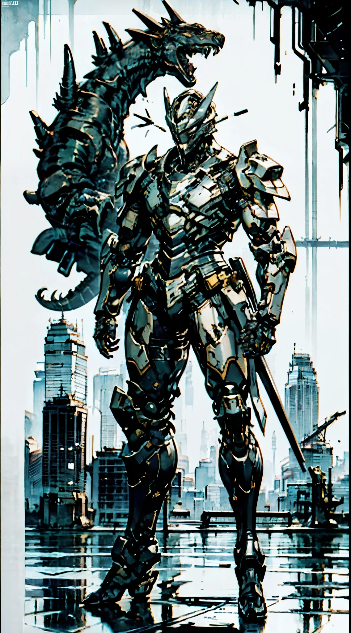 A high-tech combat armor suit inspired by Godzilla concept, Godzilla concept biotech battle armor, High-tech armored suits, psychedelic details, BiophyllTech, add electric power around, A bio-sensitive high-tech battle armor suit infused with Godzilla characteristics, The angular design on the body is illuminated and the display is charging, energy waves, Energy particles, octane render, unreal engine 5, high definition, best quality, highres, ultra-detailed, fantasy, Ultra-complex design, ultra-fine painting, extremely delicate, professional, perfect images quality, realistic, sure real, creativity, RAW photo, UHD, 32k, Natural light, cinematic lighting, best shadow, anatomically correct, masterpiece-anatomy-perfect, masterpiece:1.5