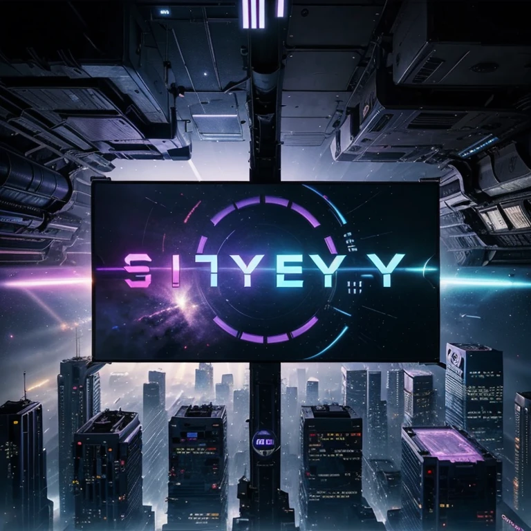 My YouTube channel is called e-play, generate a banner relating the name of the channel to the cyberpunk universe and space, the main colors must be: Blue, purple and yellow