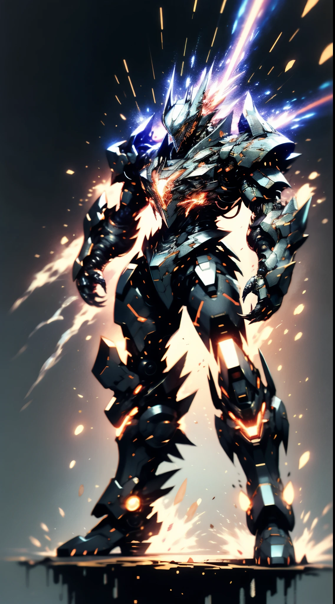 A high-tech combat armor suit inspired by Godzilla concept, Godzilla concept biotech battle armor, High-tech armored suits, psychedelic details, BiophyllTech, add electric power around, A bio-sensitive high-tech battle armor suit infused with Godzilla characteristics, The angular design on the body is illuminated and the display is charging, energy waves, Energy particles, octane render, unreal engine 5, high definition, best quality, highres, ultra-detailed, fantasy, Ultra-complex design, ultra-fine painting, extremely delicate, professional, perfect images quality, realistic, sure real, creativity, RAW photo, UHD, 32k, Natural light, cinematic lighting, best shadow, anatomically correct, masterpiece-anatomy-perfect, masterpiece:1.5