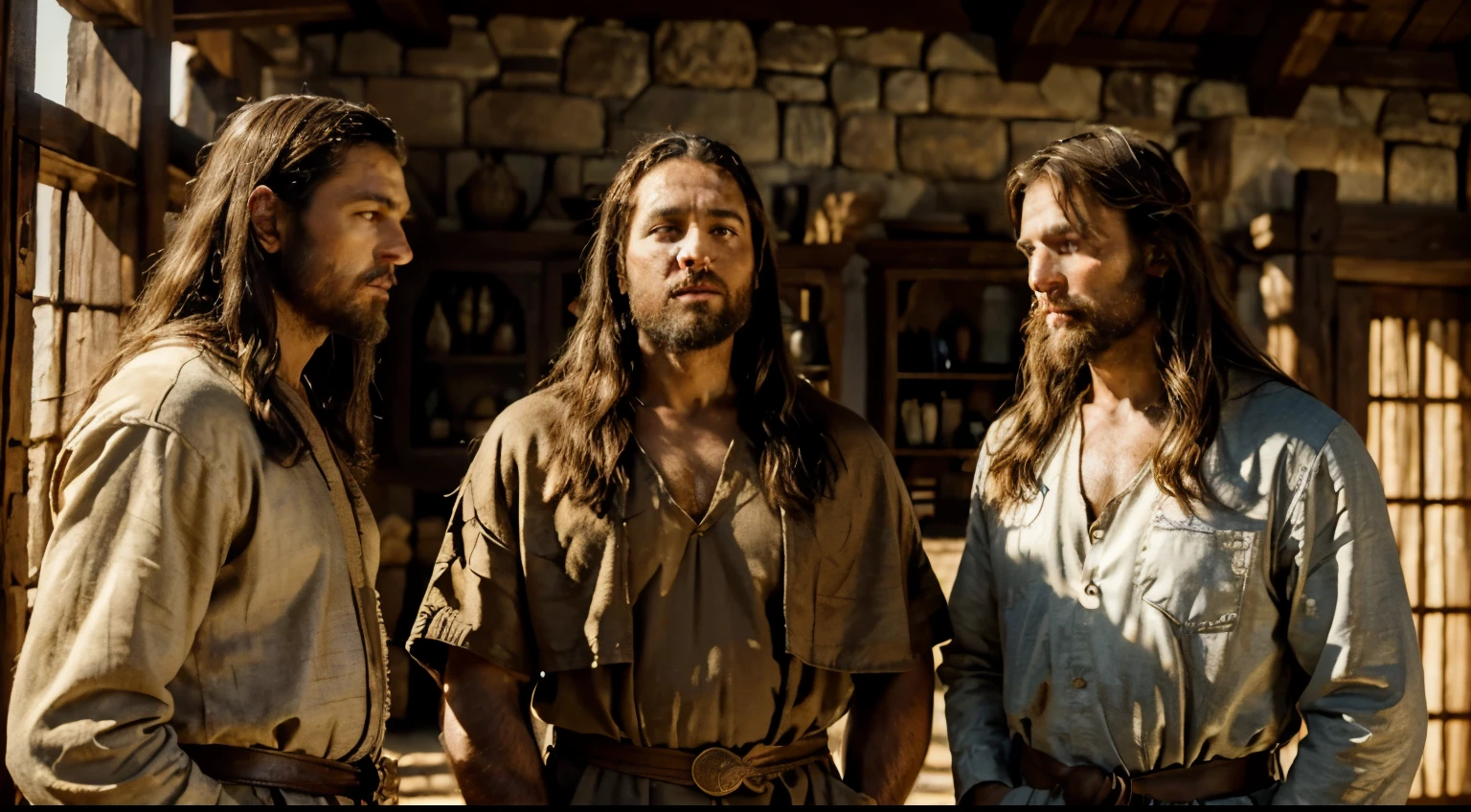 (best quality,4k,8k,highres,masterpiece:1.2),ultra-detailed,realistic:1.37,old-time biblical,robed men
- Main subject: Several men in ancient biblical era attire
- Material: Realistic depiction with ultra-detailed features
- Additional details: Intricate patterns on the tunics, flowing robes, sandals, beards, cultural symbols
- Image quality: Best quality, 4k, 8k, high resolution, masterpiece
- Art style: Historical artwork, biblical illustration
- Color tone: Earthy tones, warm and natural colors
- Lighting: Soft, natural lighting to enhance the realistic portrayal of the men in their ancient setting.