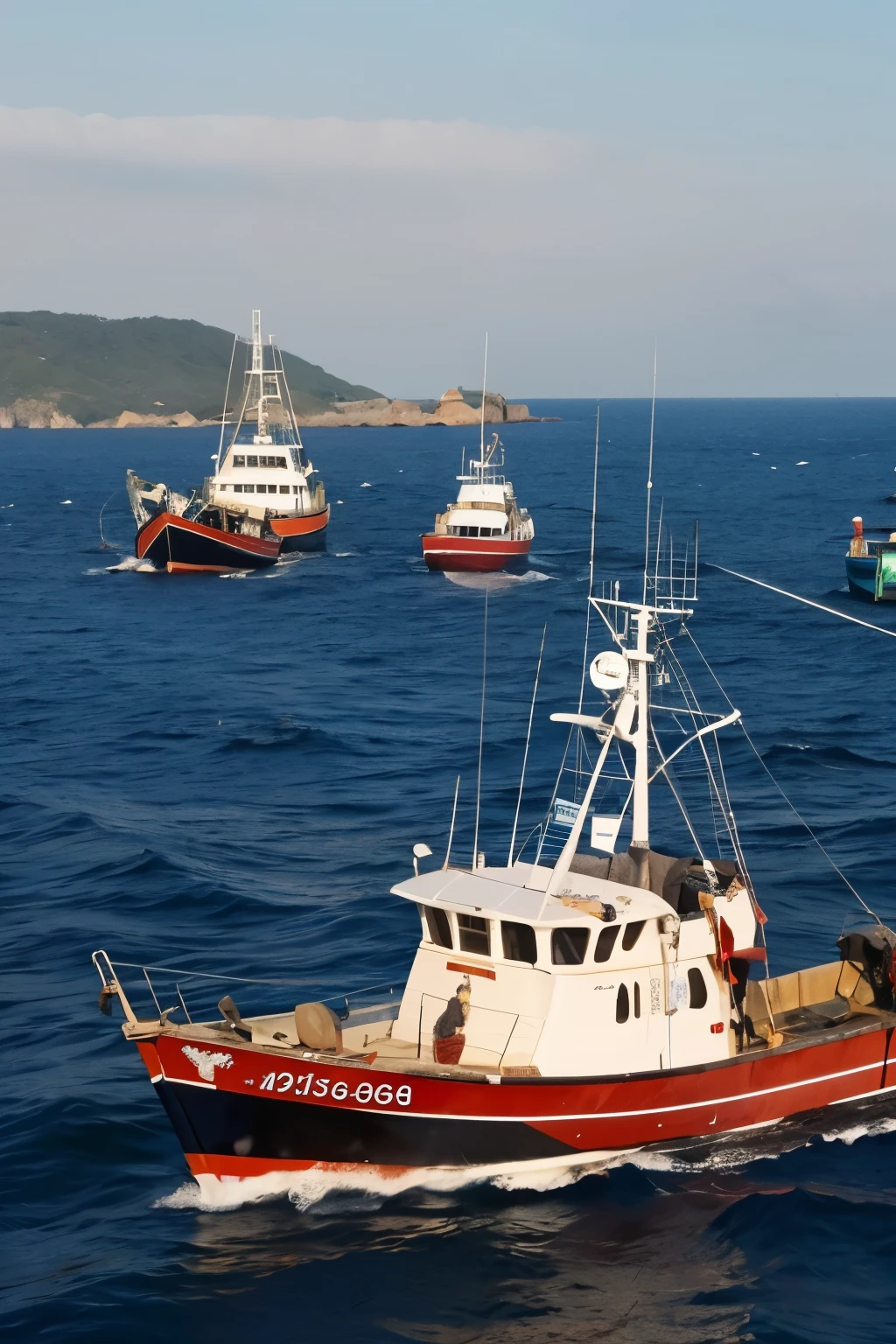 Hundreds of fishing boats are fishing at sea.