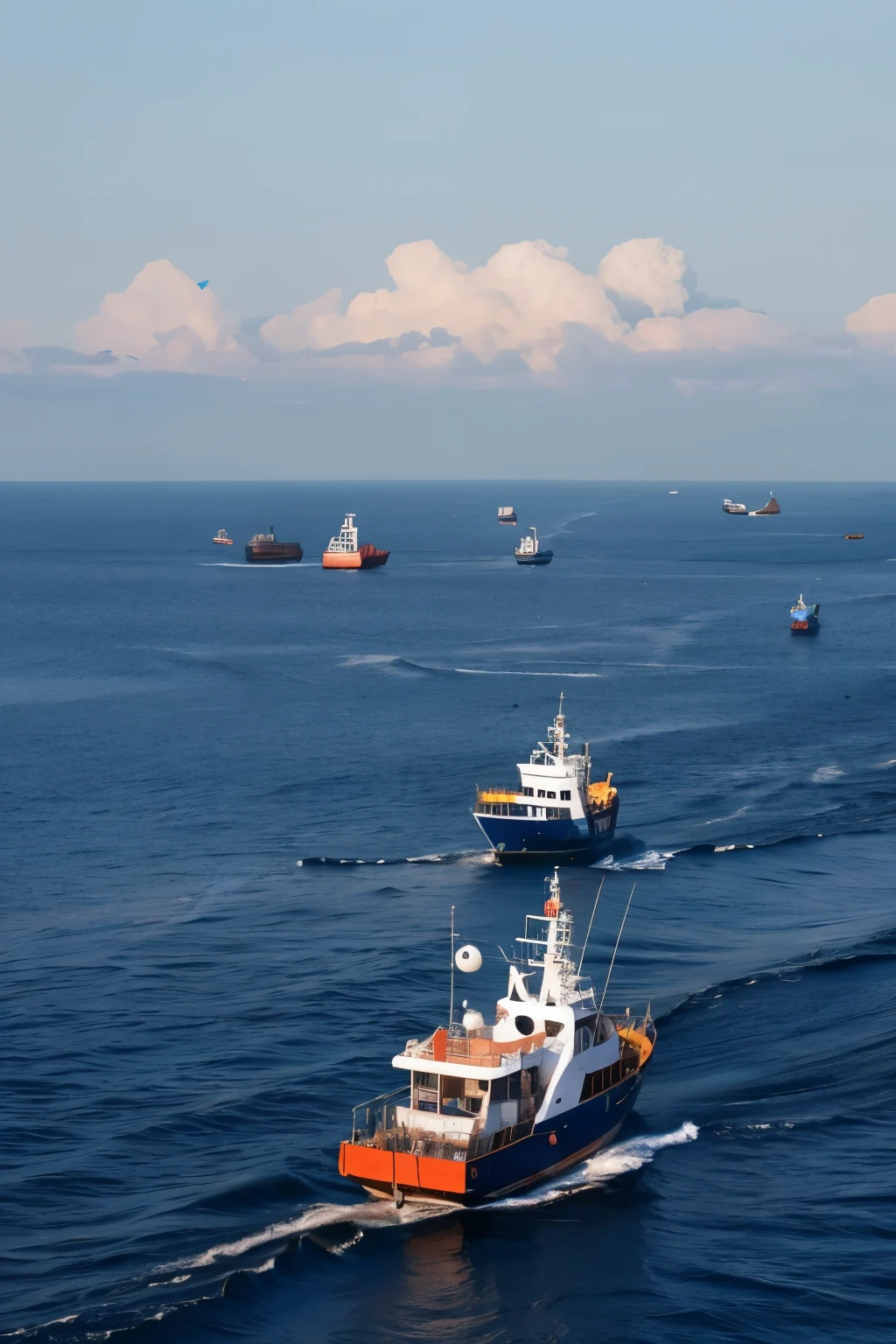 Hundreds of Chinese fishing boats fishing at sea