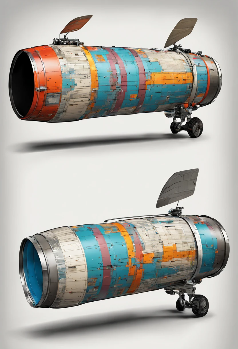 (detailed,high quality)Blueprints of the Barrel bomb, (multicolored,digital)sketch, (bold,slick,clean) design with clean lines, (glossy, metallic finish), (detailed) noueprint-style), (perfect,awesome) composition.