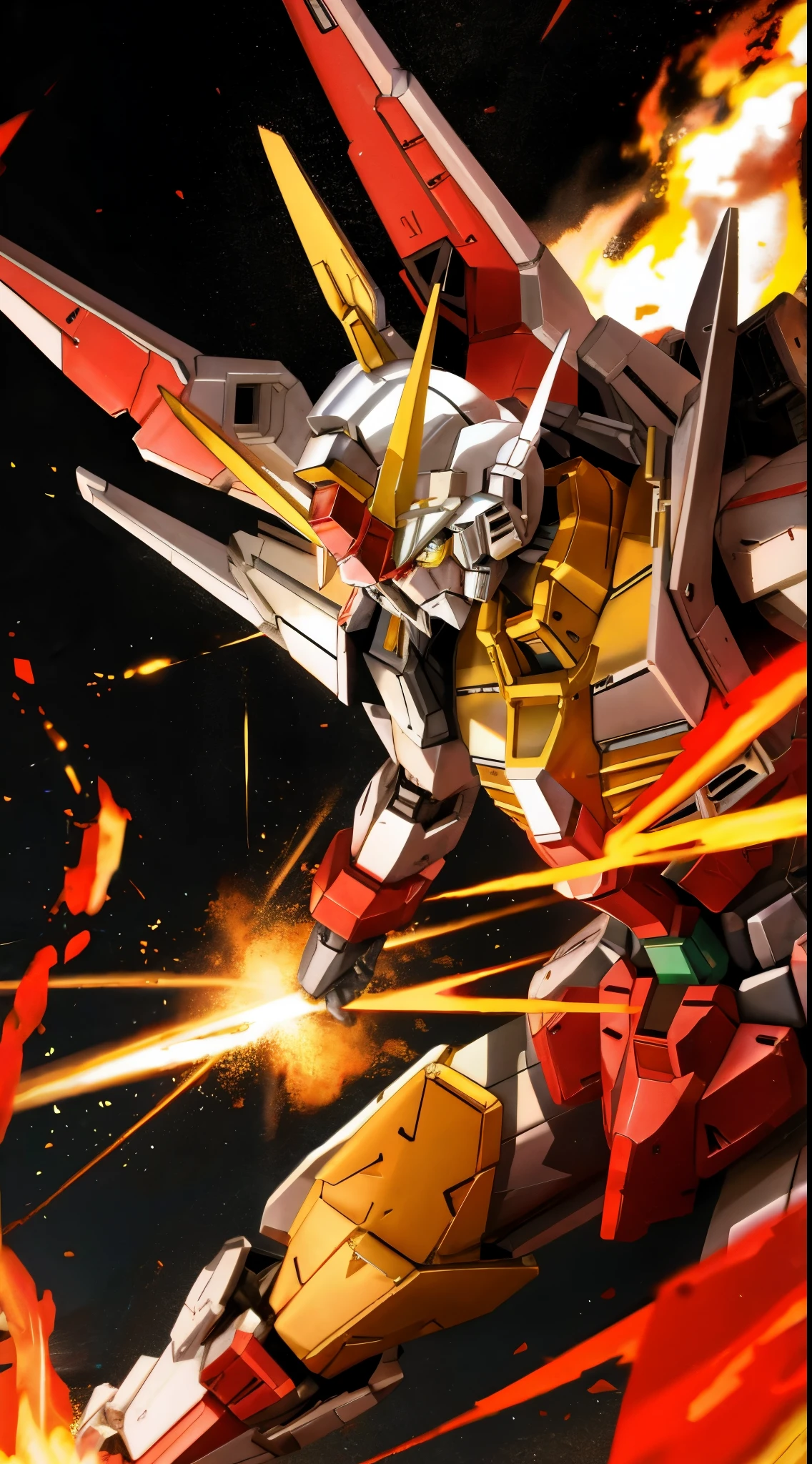 Gundam, Metallic Color, fire,