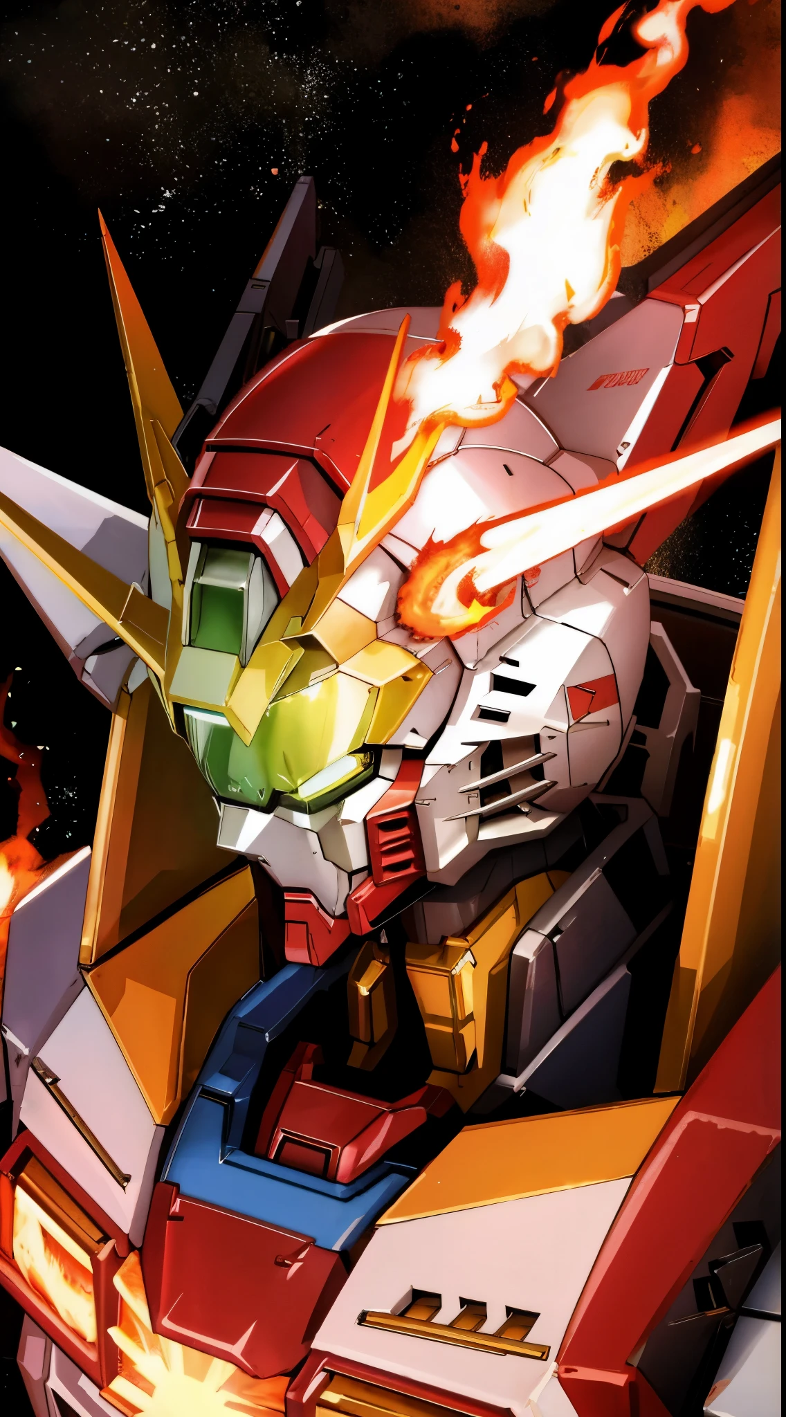 Gundam, Metallic Color, fire,