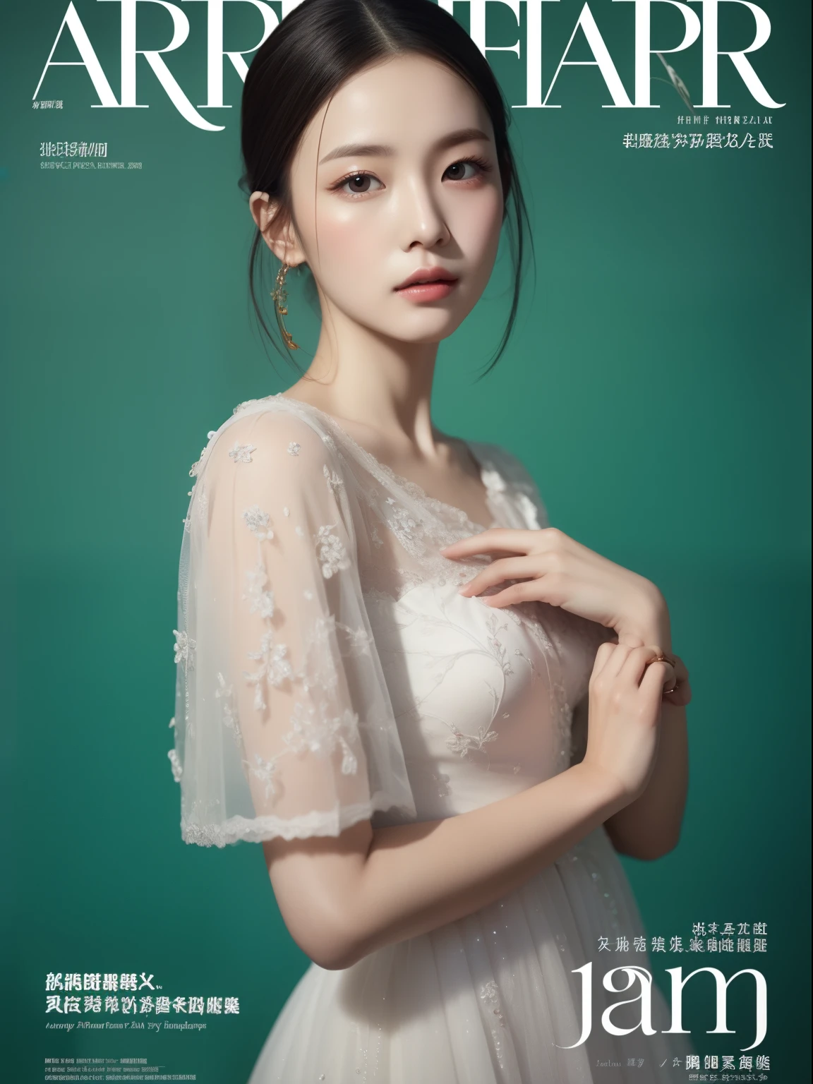 arafy magazine cover with a woman in a blue and white dress, fine art fashion magazine style, inspired by Wen Jia, blue and white, white porcelain skin, inspired by Guo Xi, wenfei ye, inspired by Wang Ximeng, inspired by Min Zhen, with ancient chinese aesthetic, chinese style, rococo queen, inspired by Qian Gu