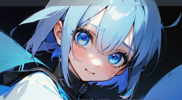 1menina, cabelo azul, olho azul, baseada na bocchi The rock anime