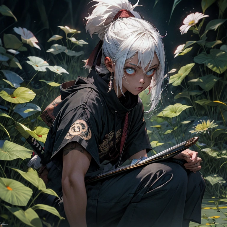 arte conceitual, absurdos, master part, Altas, intrinsecamente detalhado, (Asiáticopunk), um homem, sexy, musculoso, ao ar livre, Olhos lindos, Rosto detalhado, chuva, ao ar livre, segurando uma katana, global ilumination, Subsurface scattering,