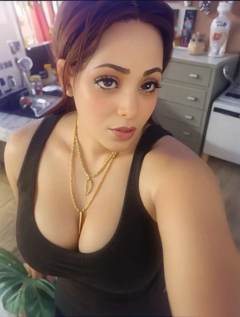 Latina de piel morena, de ojos grandes expresivos, labios carnosos, 40 year old Dominican woman, pasando para la camara