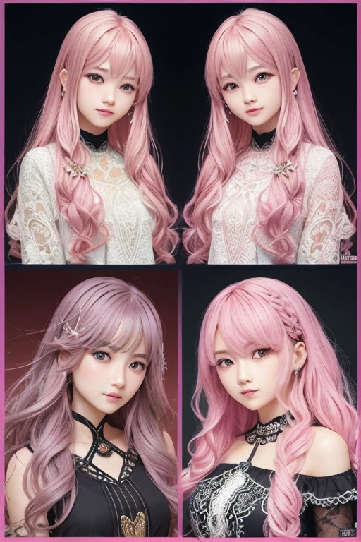 Stable diffusion prompt：（top-quality、ultra-detailliert、Extreme detail：1.2）、Ultra-precise depiction、super fine details、（Zentangle：1.2）、Dynamic poses、（abstract backgrounds：1.5）、longwavy hair、A pink-haired、女の子 1 人、vivd colour、a picture、(Top-down view:1.2)