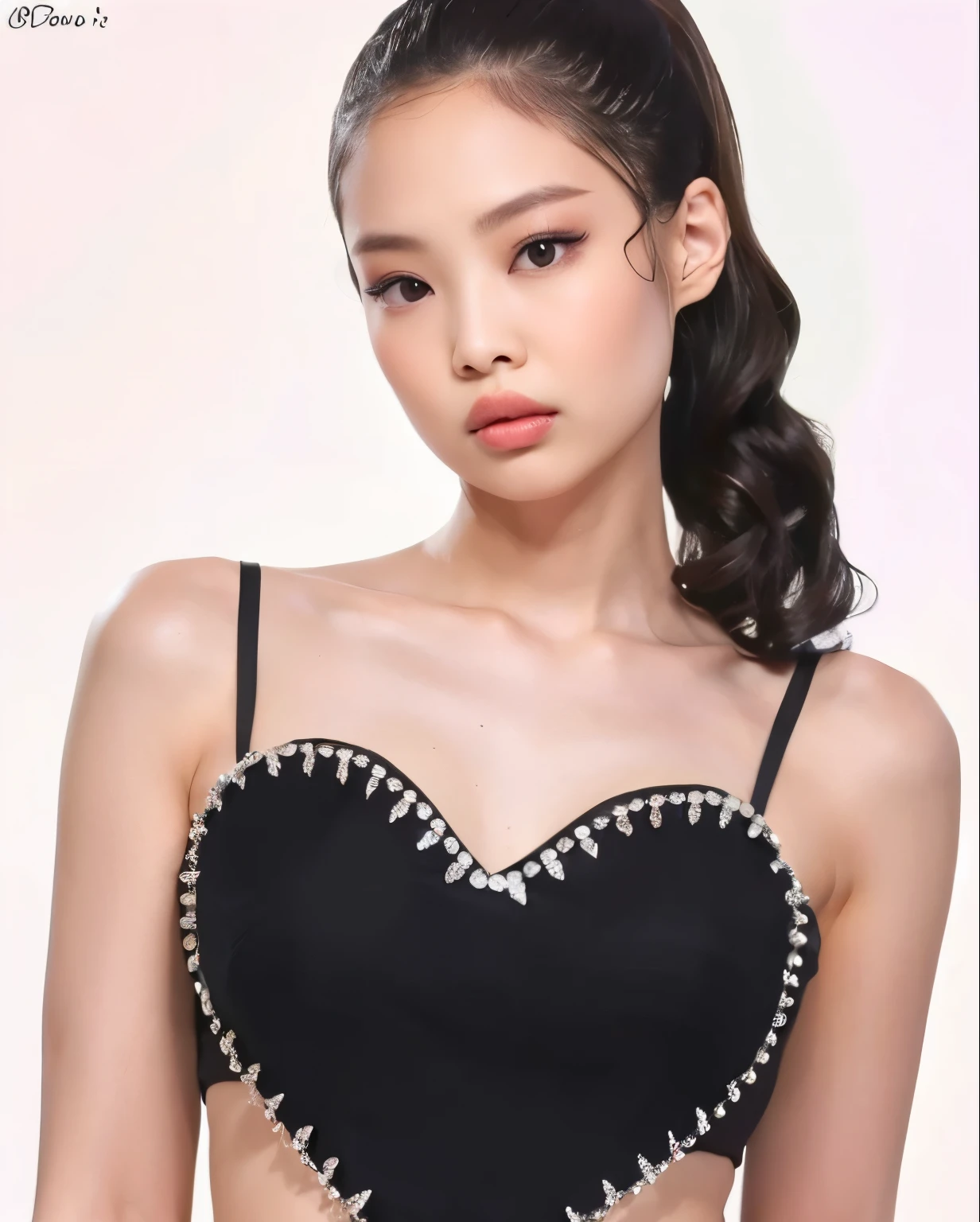 a woman in a black top and a heart-shaped bra, Blackpink Jennie, dilraba dilmurat, Jossi de Blackpink, Lalisa Manobal, Modelo de moda femenina coreana, Hermosa joven coreana, Retrato Sophie Mudd, Xintong Chen, Taejune Kim, Hermosa modelo china, Heonhwa Choe, Wenfei Ye, Hermosa mujer surcoreana